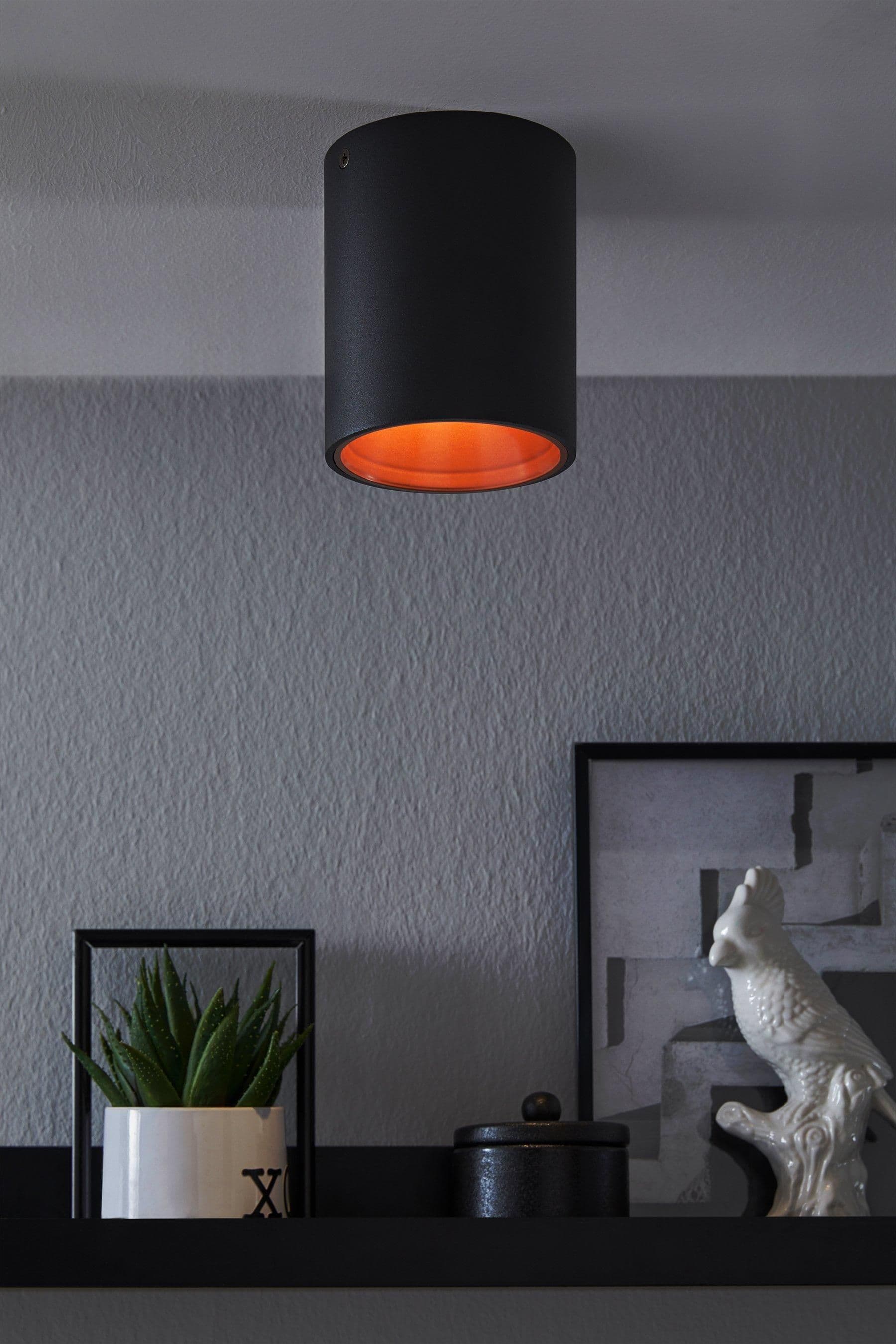 Polasso Cylindrical Black Copper LED Ceiling Light