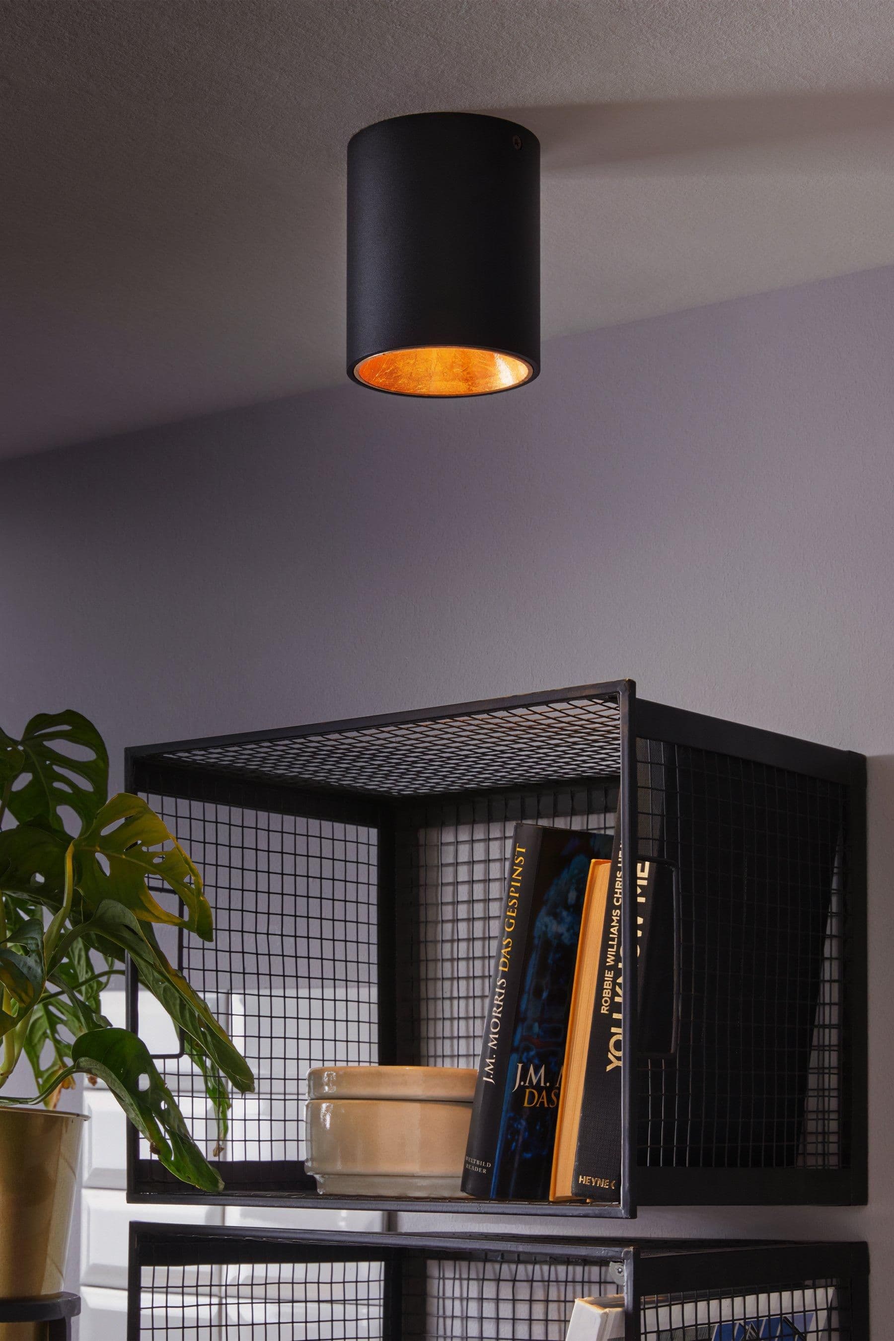 Polasso Cylindrical Black Gold LED Ceiling Light