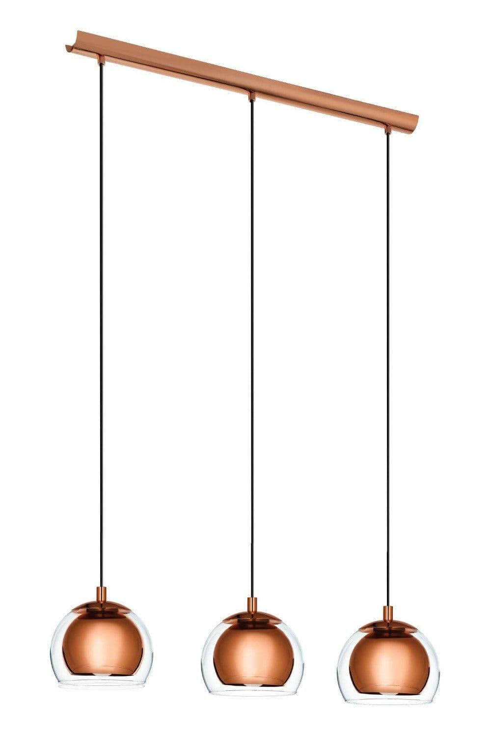 Rocamar Clear Glass Metal 3 Light Ceiling Pendant