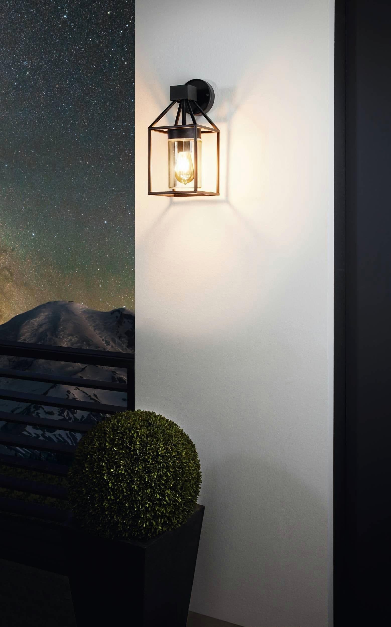 Trecate Modern Lantern Style Clear Outdoor Wall Light