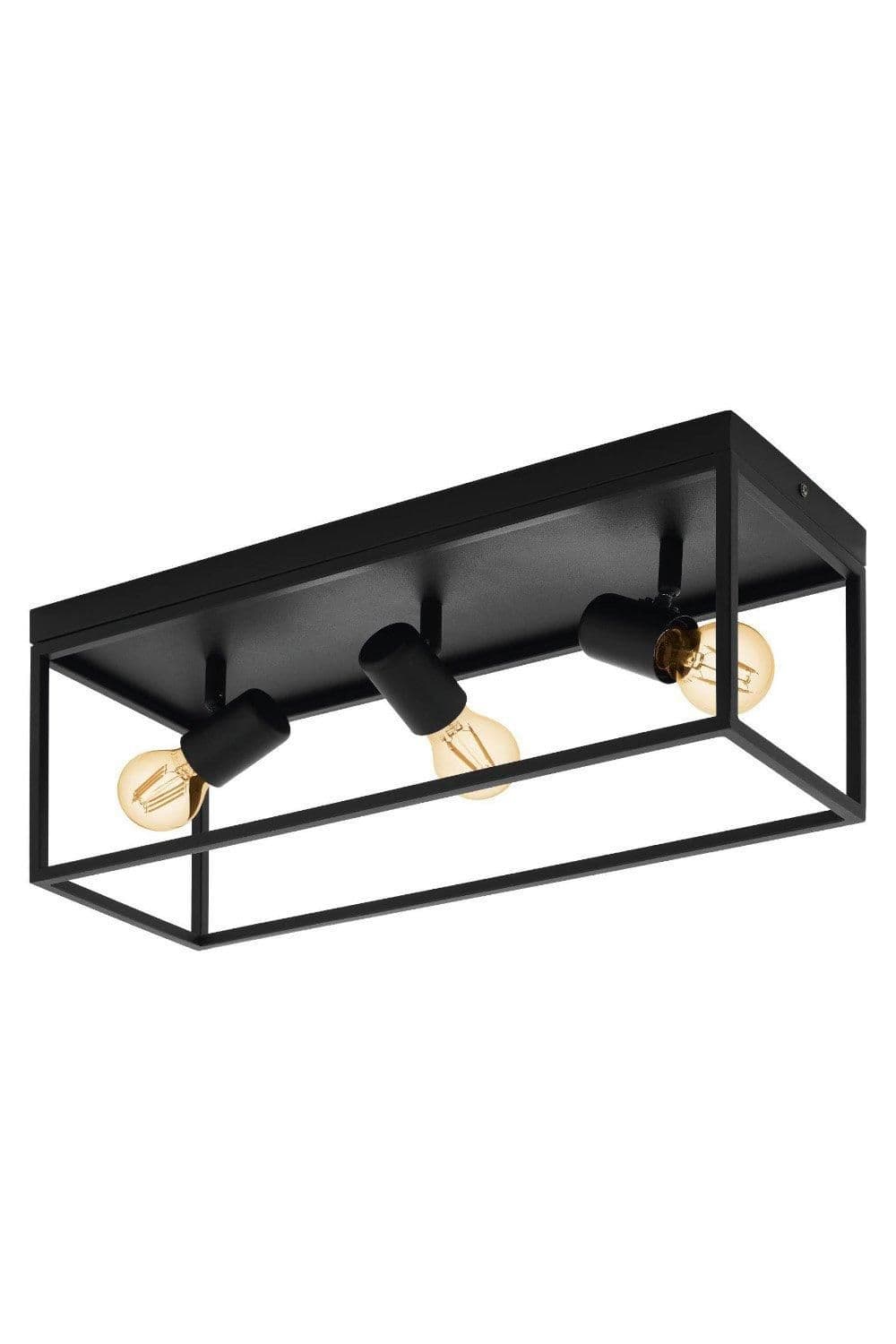 Silentina Clear Metal Glass 3 Light Flush Ceiling Fitting