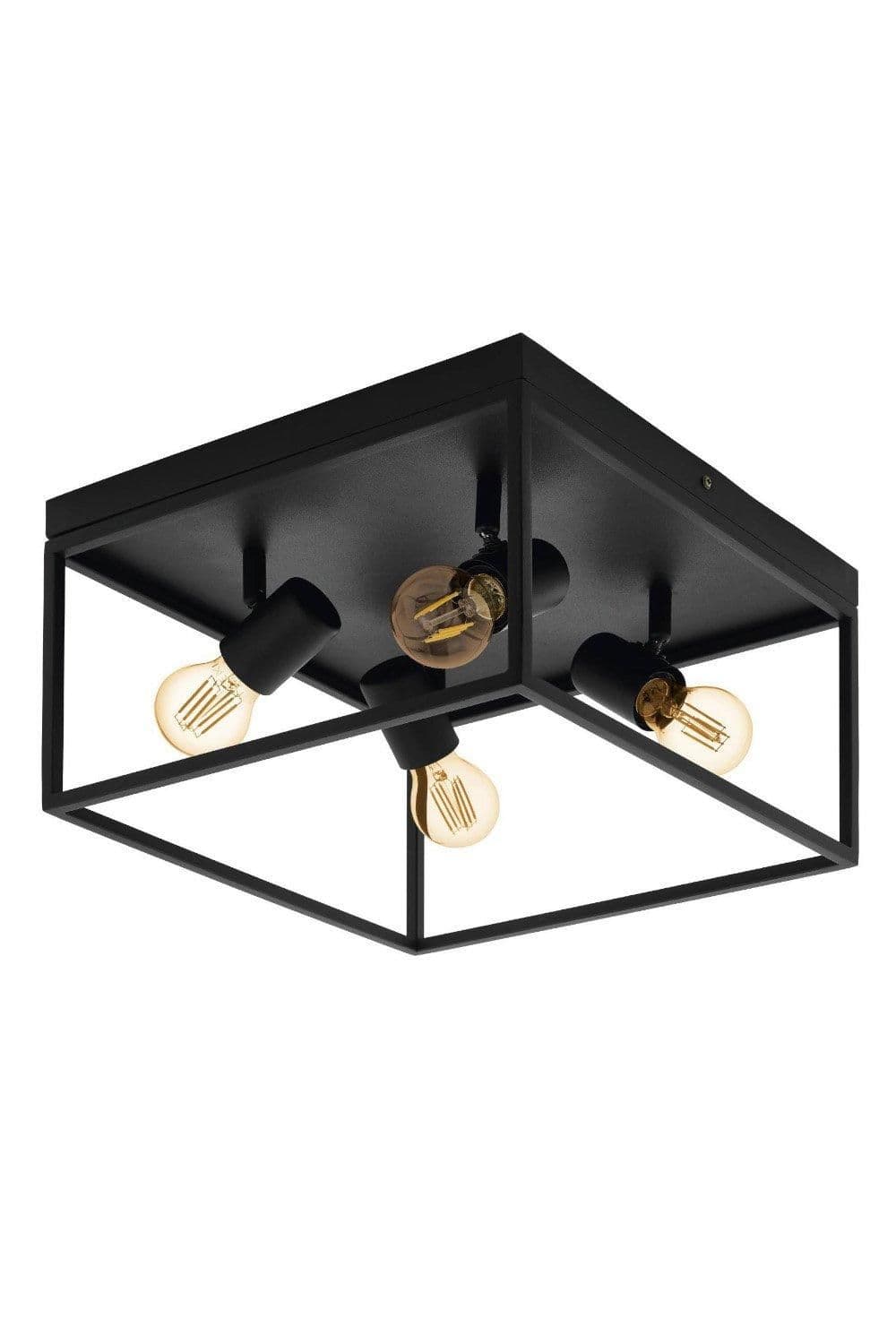 Silentina Clear Metal Glass 4 Light Flush Ceiling Fitting