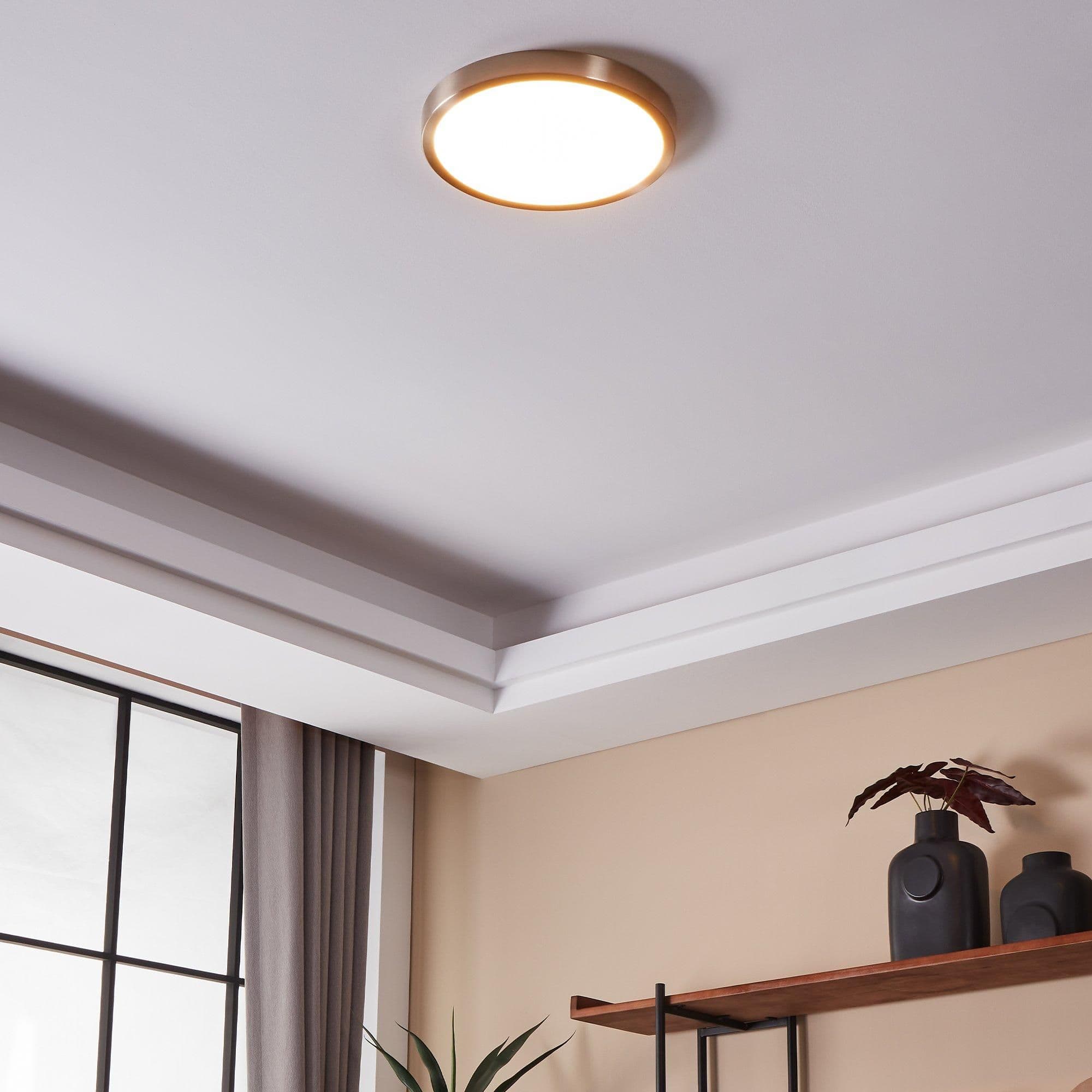 Fueva Z Round Satin Nickel Smart Control Changing LED Ceiling Light 28.5cm
