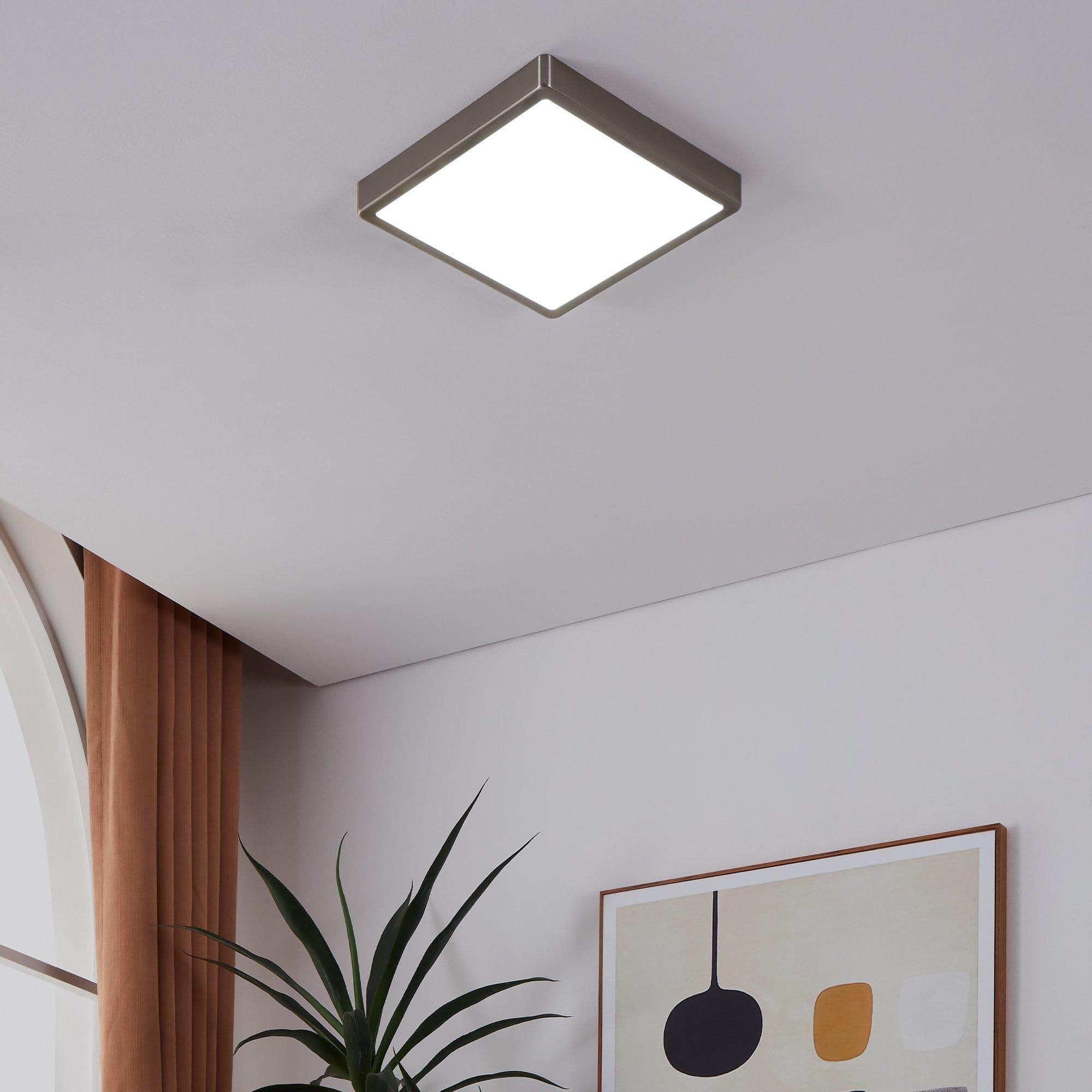 Fueva Z Square Satin Nickel Smart Control Changing LED Ceiling Light 28.5cm