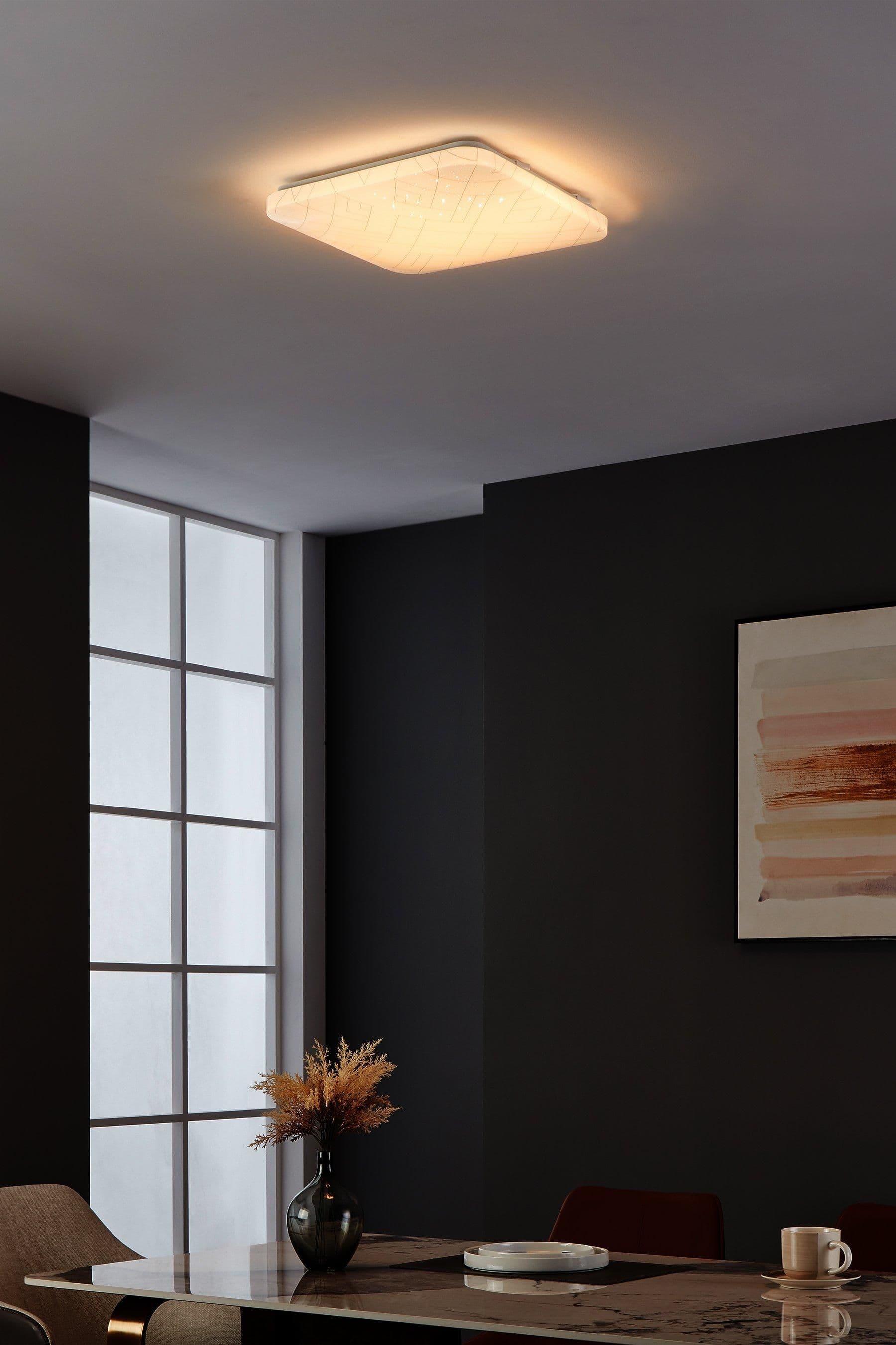 Rende LED Square Flush Ceiling Light Geometric Motif