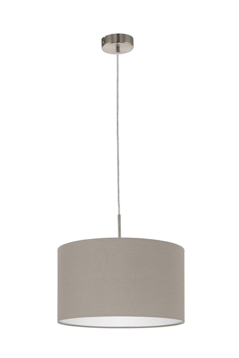 Pasteri Satin Nickel Taupe Fabric Pendant Light