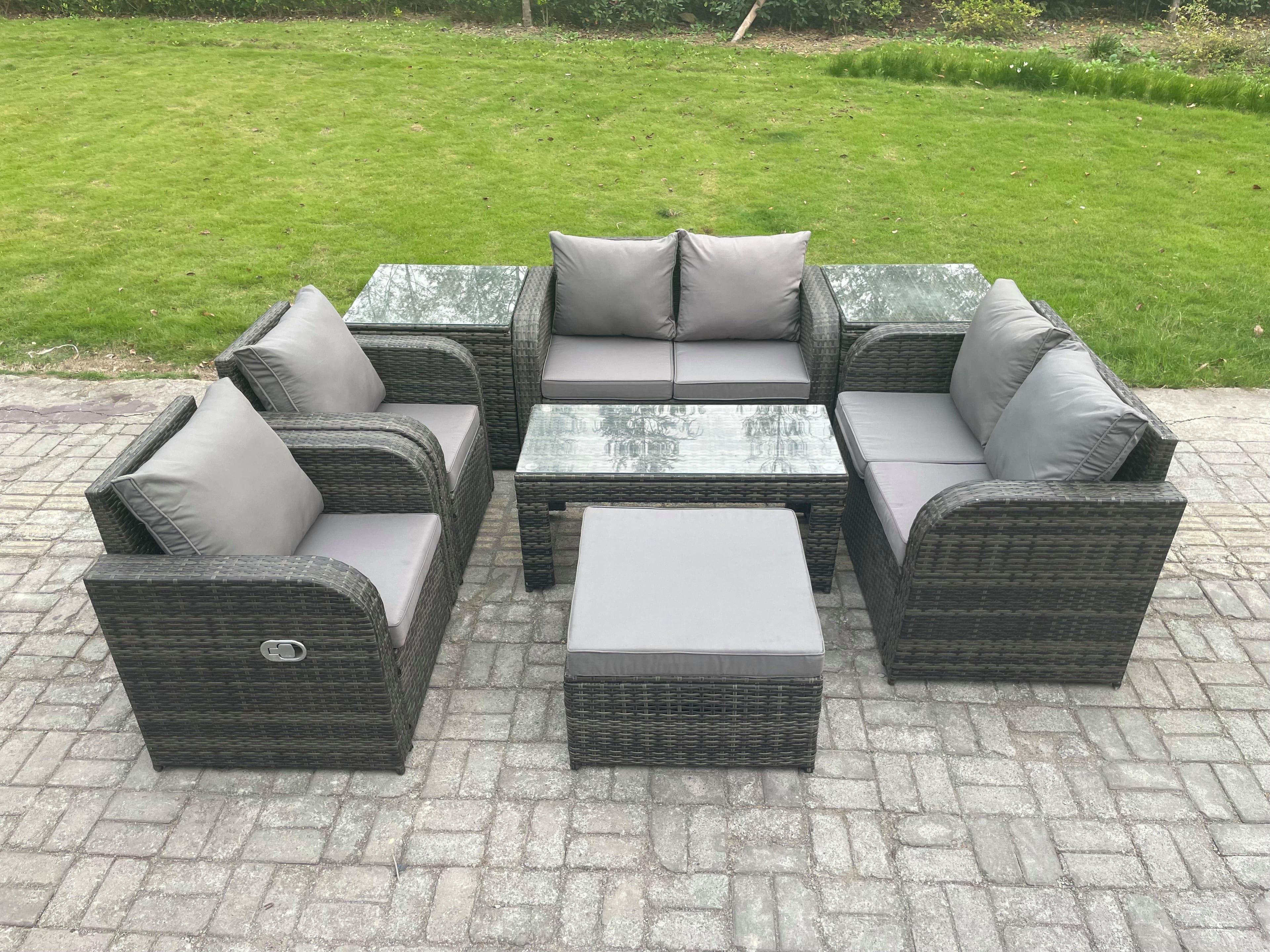 8 Piece Rattan Garden Furniture Set Outdoor Patio Sofa Table Chairs Garden Table Ideal Pool Side Balcony Outdoor Patio Set