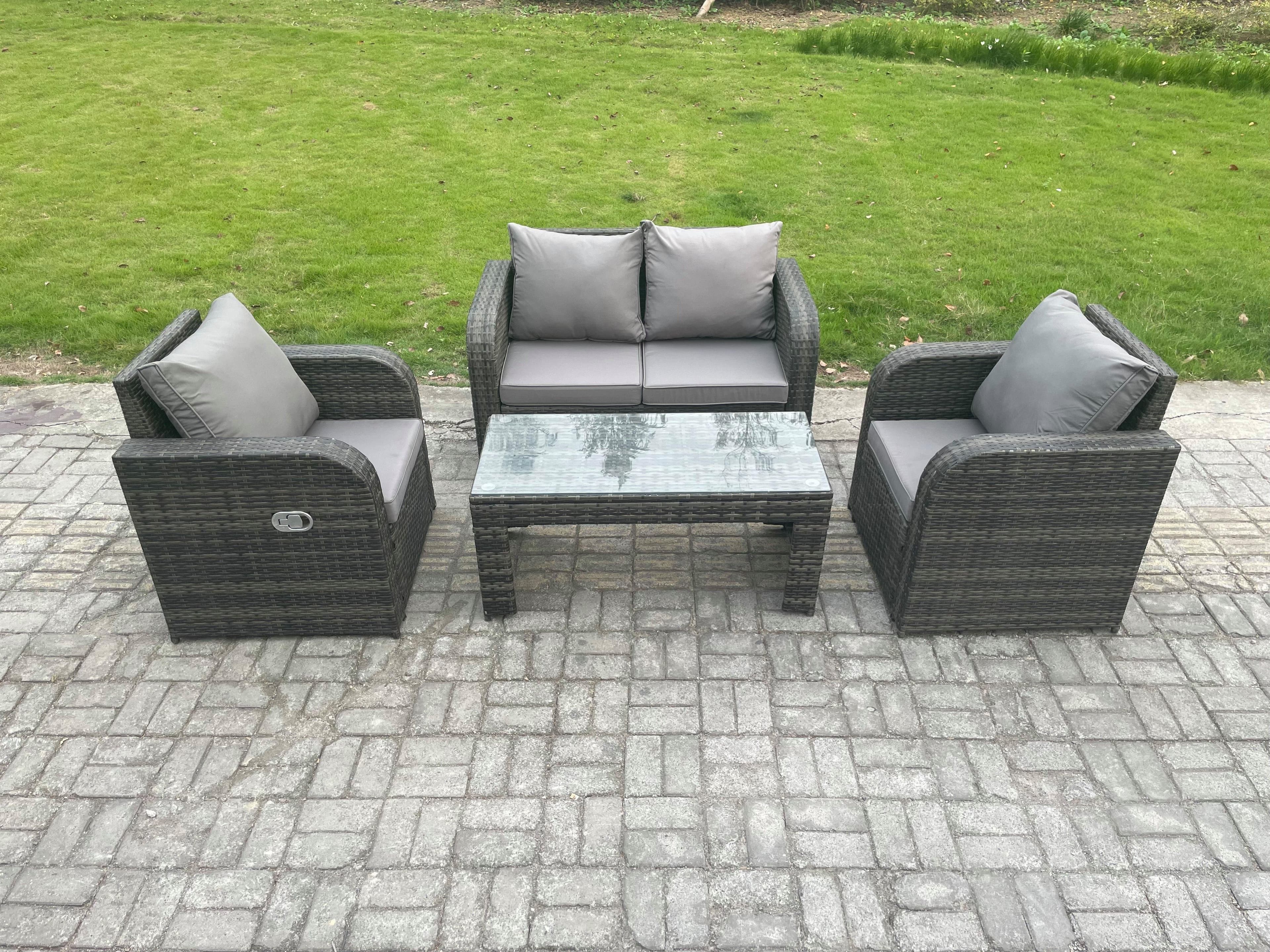 Outdoor Garden Furniture Sets Wicker Rattan Furniture Sofa Sets Rectangular Coffee Table Love seat Sofa