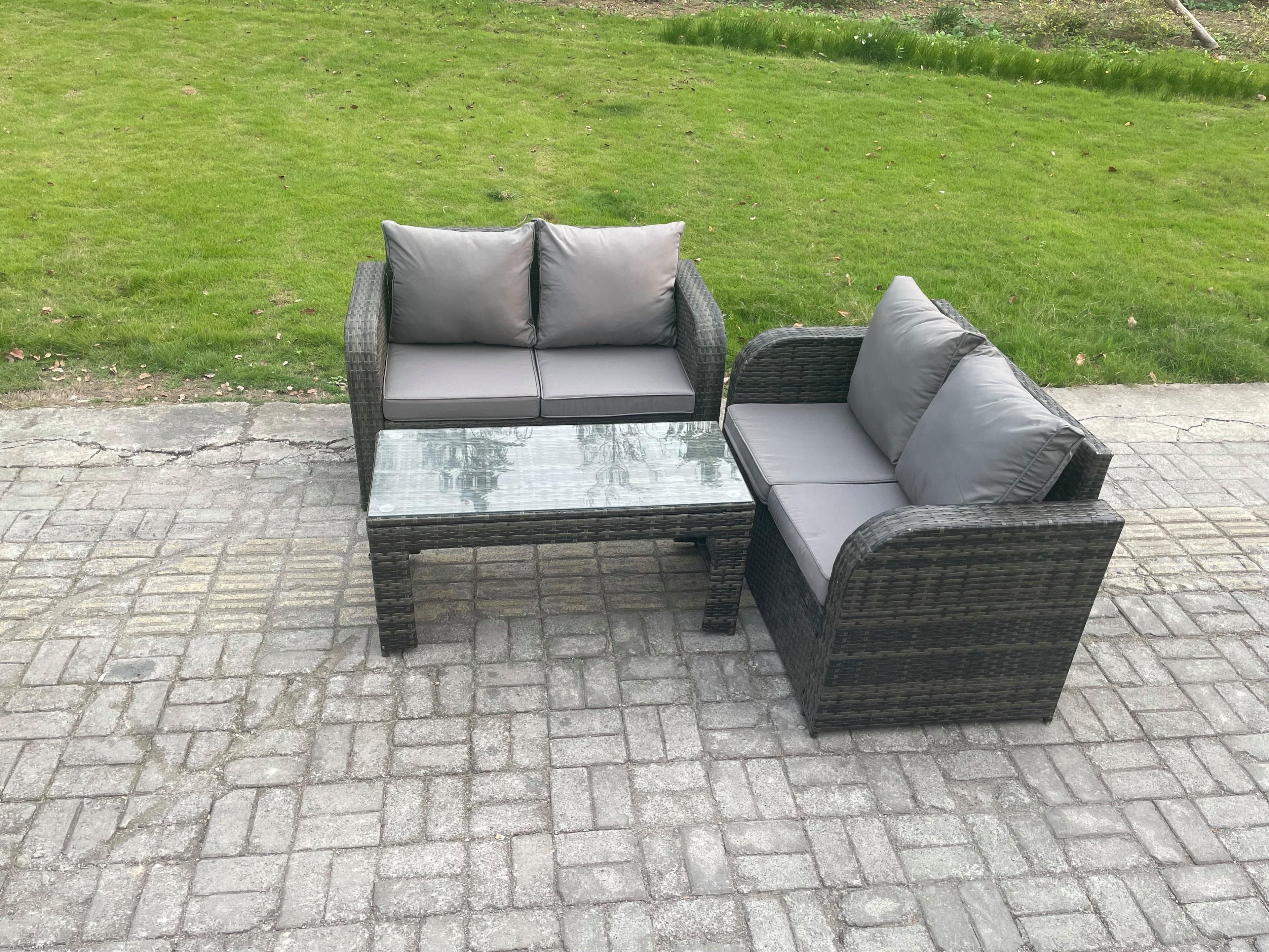 Outdoor Garden Furniture Sets Wicker Rattan Furniture Sofa Sets Rectangular Coffee Table