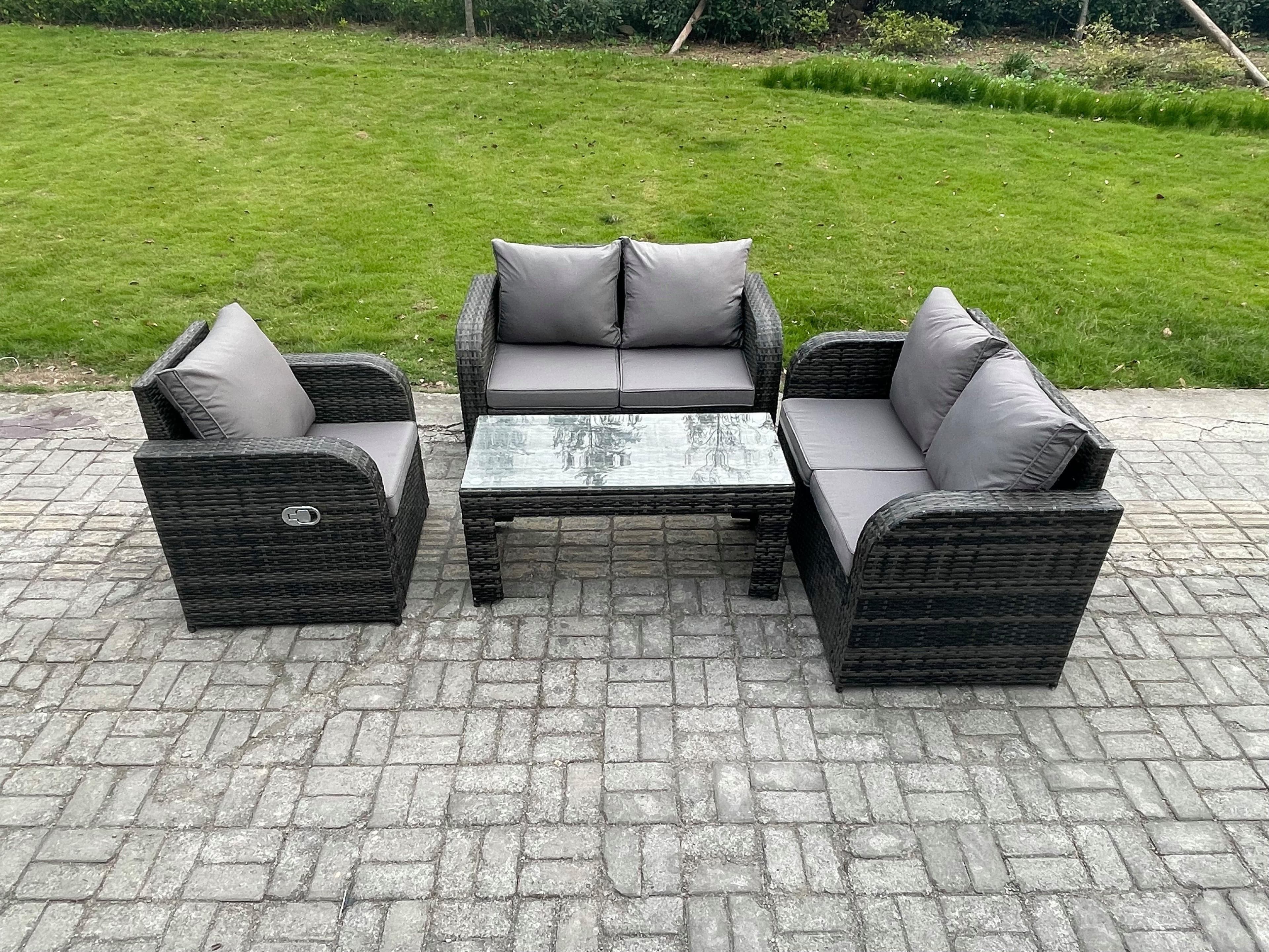 Patio Garden Furniture Sets Wicker Outdoor Rattan Furniture Sofa Sets Rectangular Coffee Table Love seat Sofa