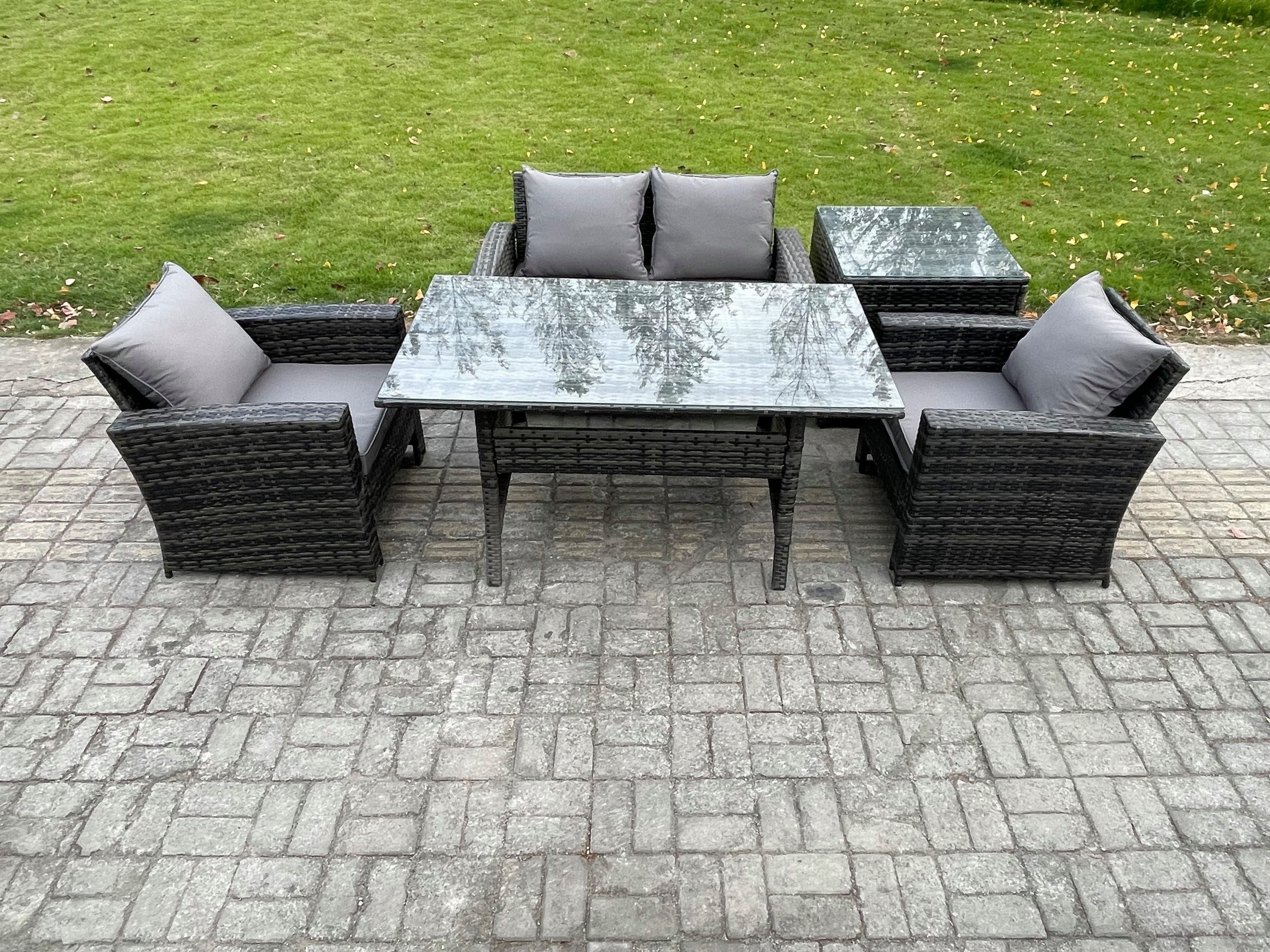 Wicker Outdoor Garden Furniture Set Patio Furniture Rattan Dining Table Lounge Sofa Side Table