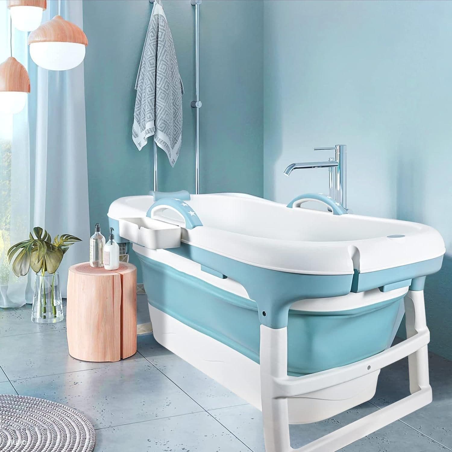 Foldable Bathtub Body Spa Freestanding Soaking Tub Non Slip Bathing Shower Bathroom