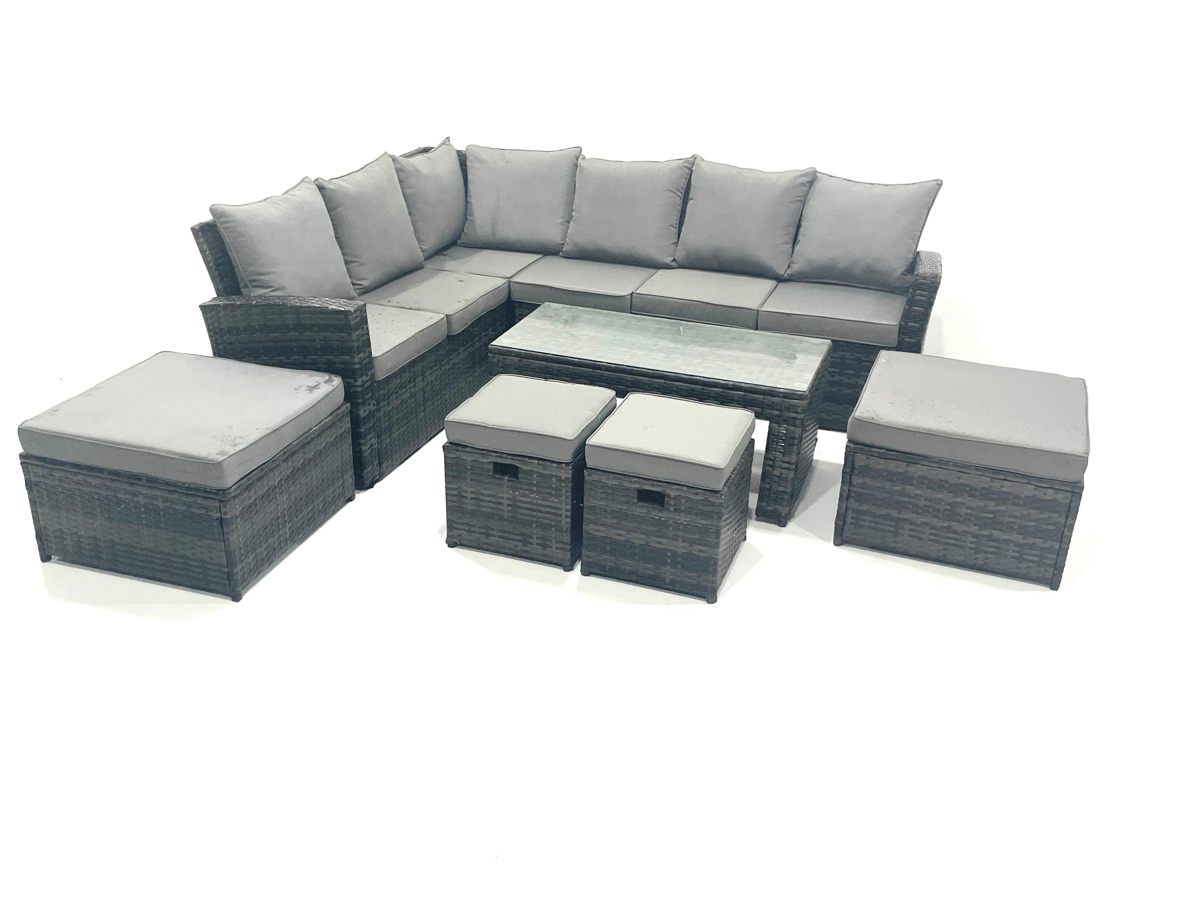 10 Seat Rattan Garden Furniture Corner Sofa Set Outdoor Patio Sofa Chair Table Set