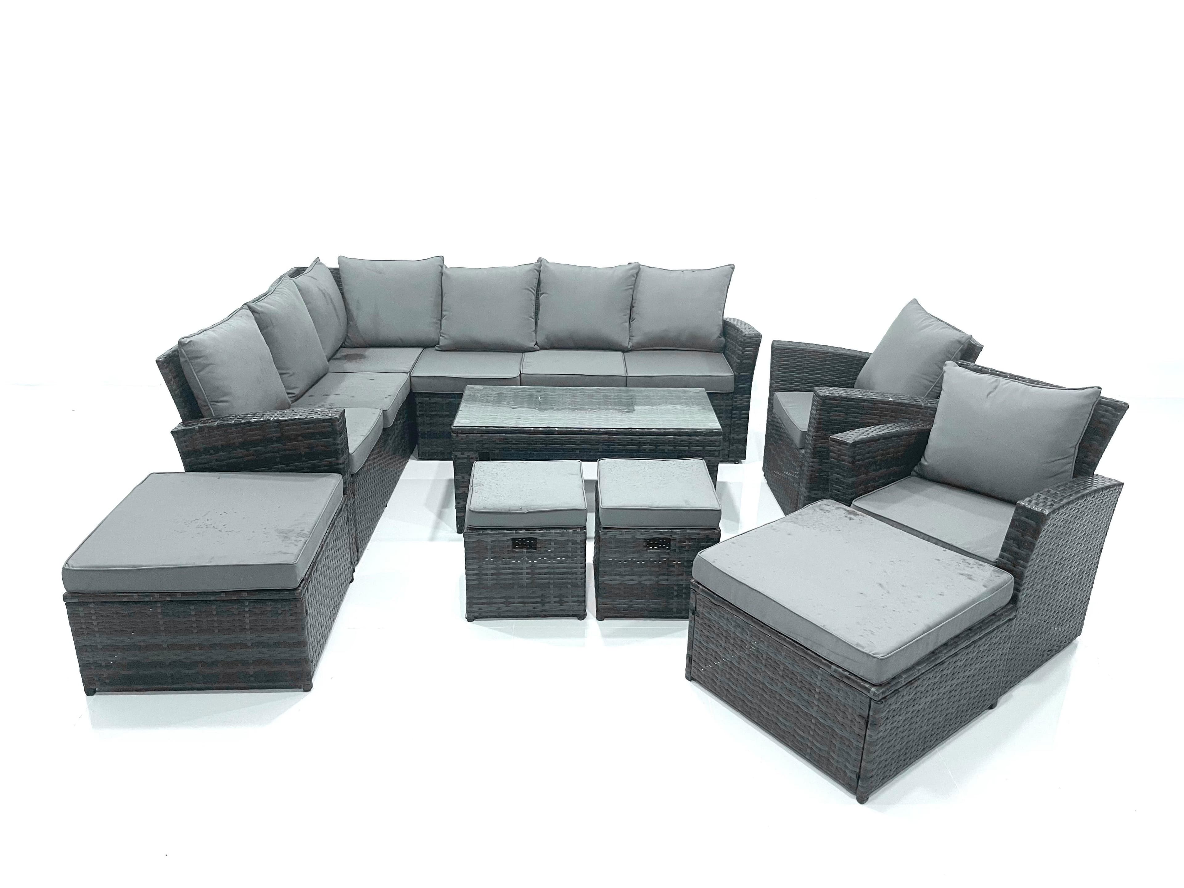 12 Seat Rattan Garden Furniture Corner Sofa Set Outdoor Patio Sofa Chair Table Set