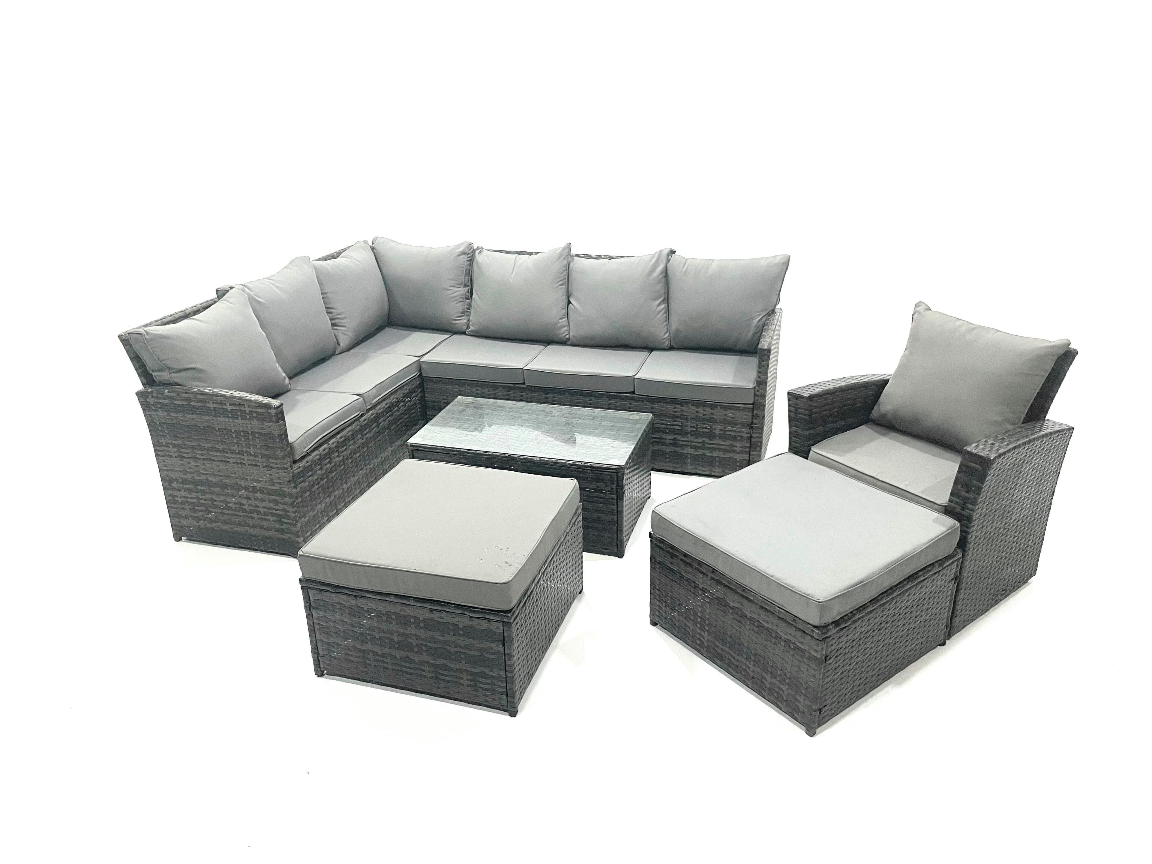 9 Seater Rattan Lounge Corner Sofa Set Wicker PE Outdoor Garden Furniture Set Coffee Table