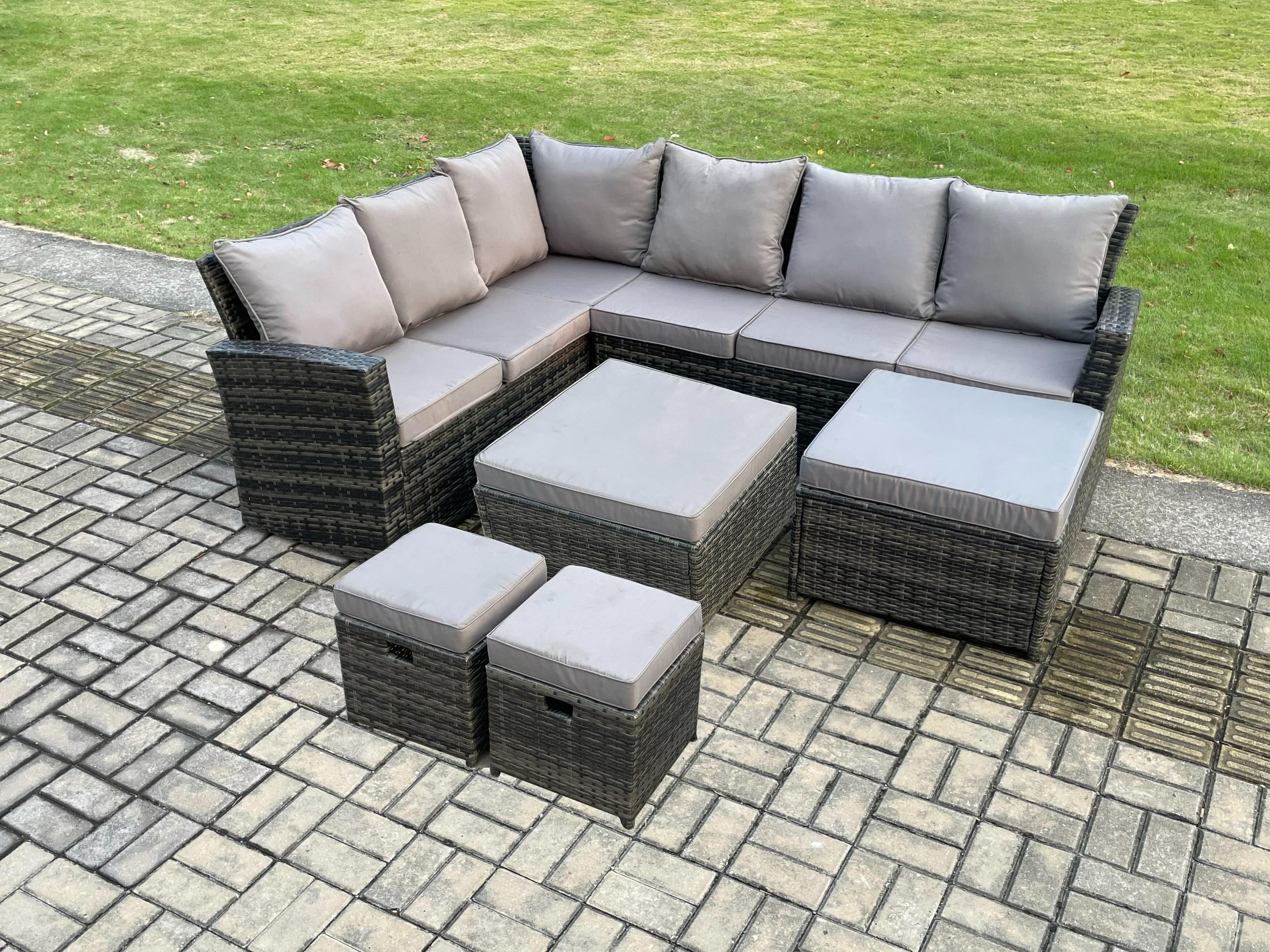 10 Seat Rattan Garden Furniture Corner Sofa Set Outdoor Patio Sofa Chair Table Set