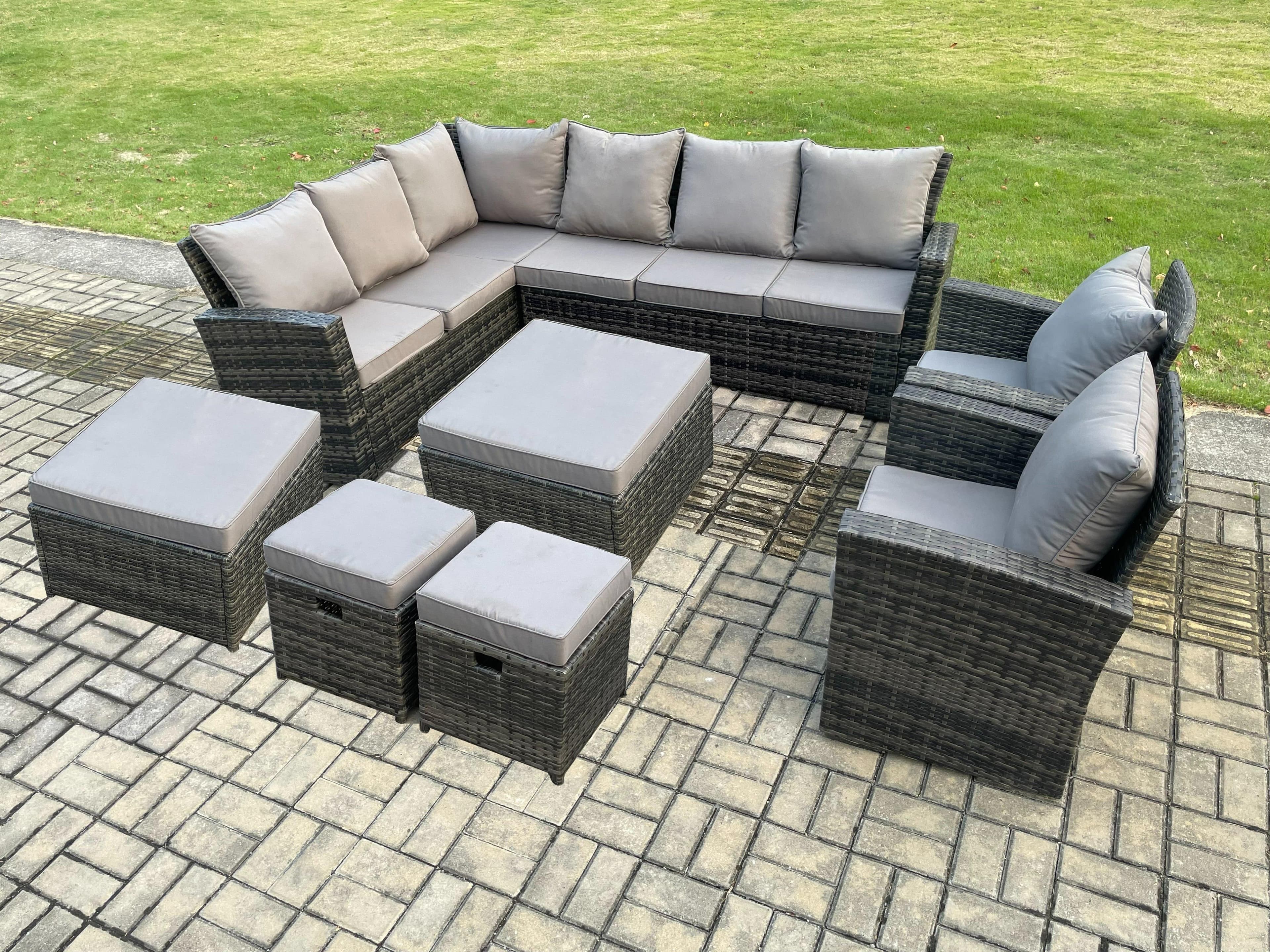 12 Seat Rattan Garden Furniture Corner Sofa Set Outdoor Patio Sofa Chair Table Set