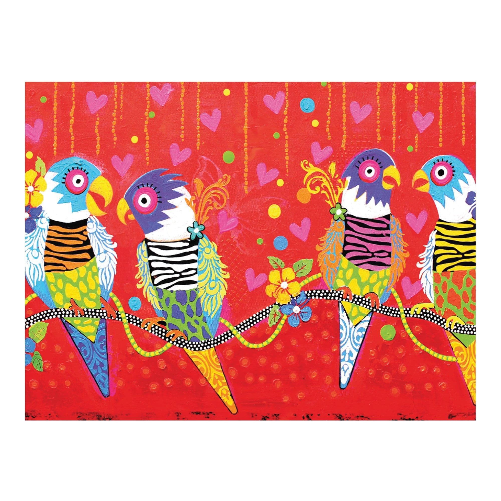 Love Hearts Tiger Tiger Tea Towel