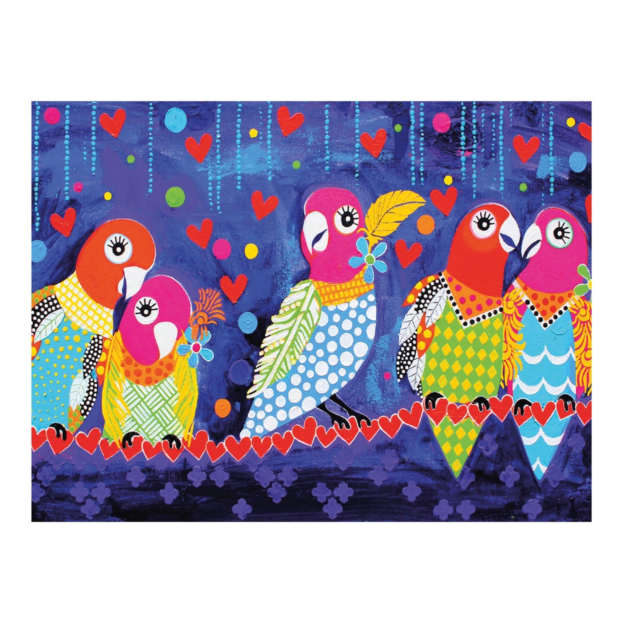 Love Hearts Love Birds Tea Towel