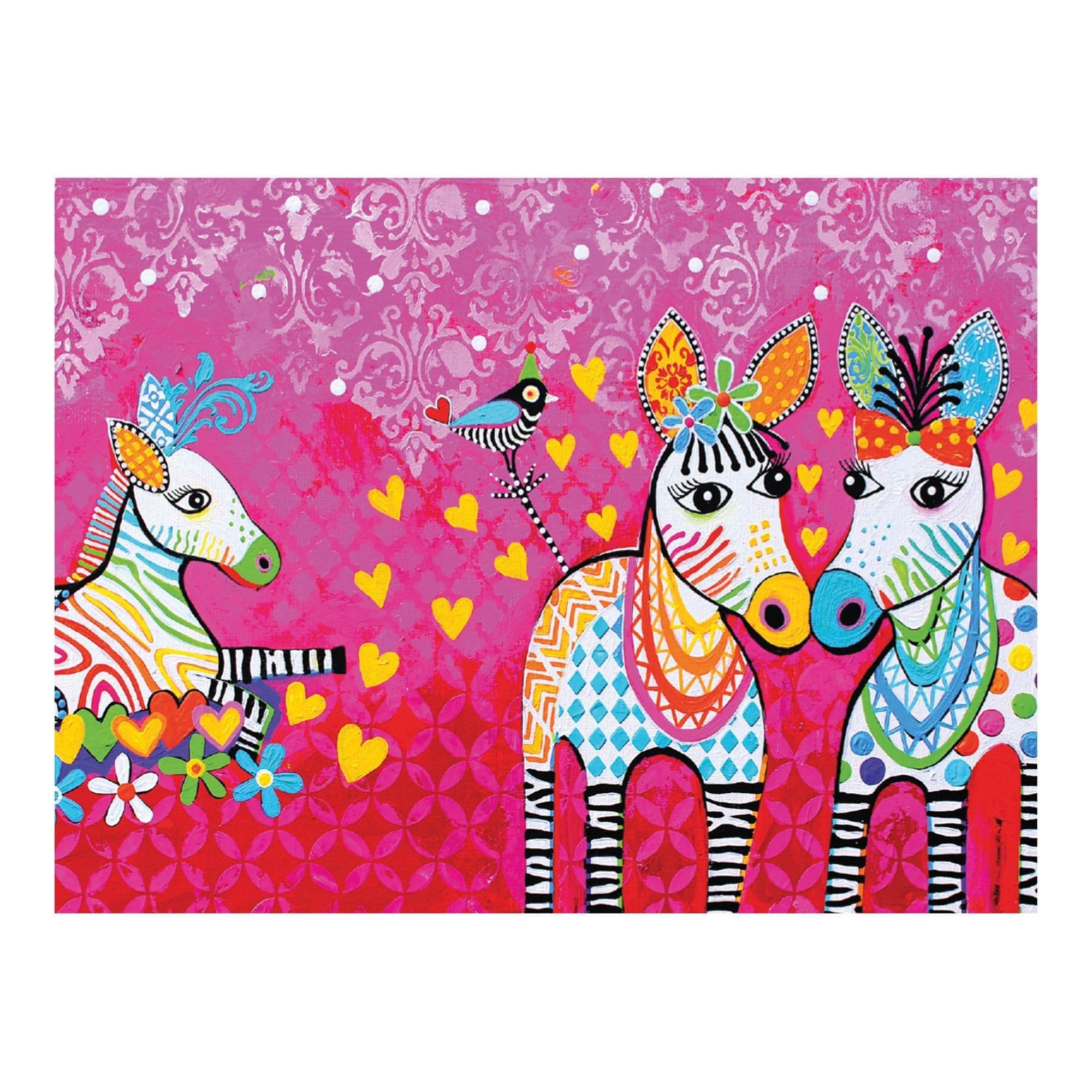 Love Hearts Zig Zag Zeb Tea Towel