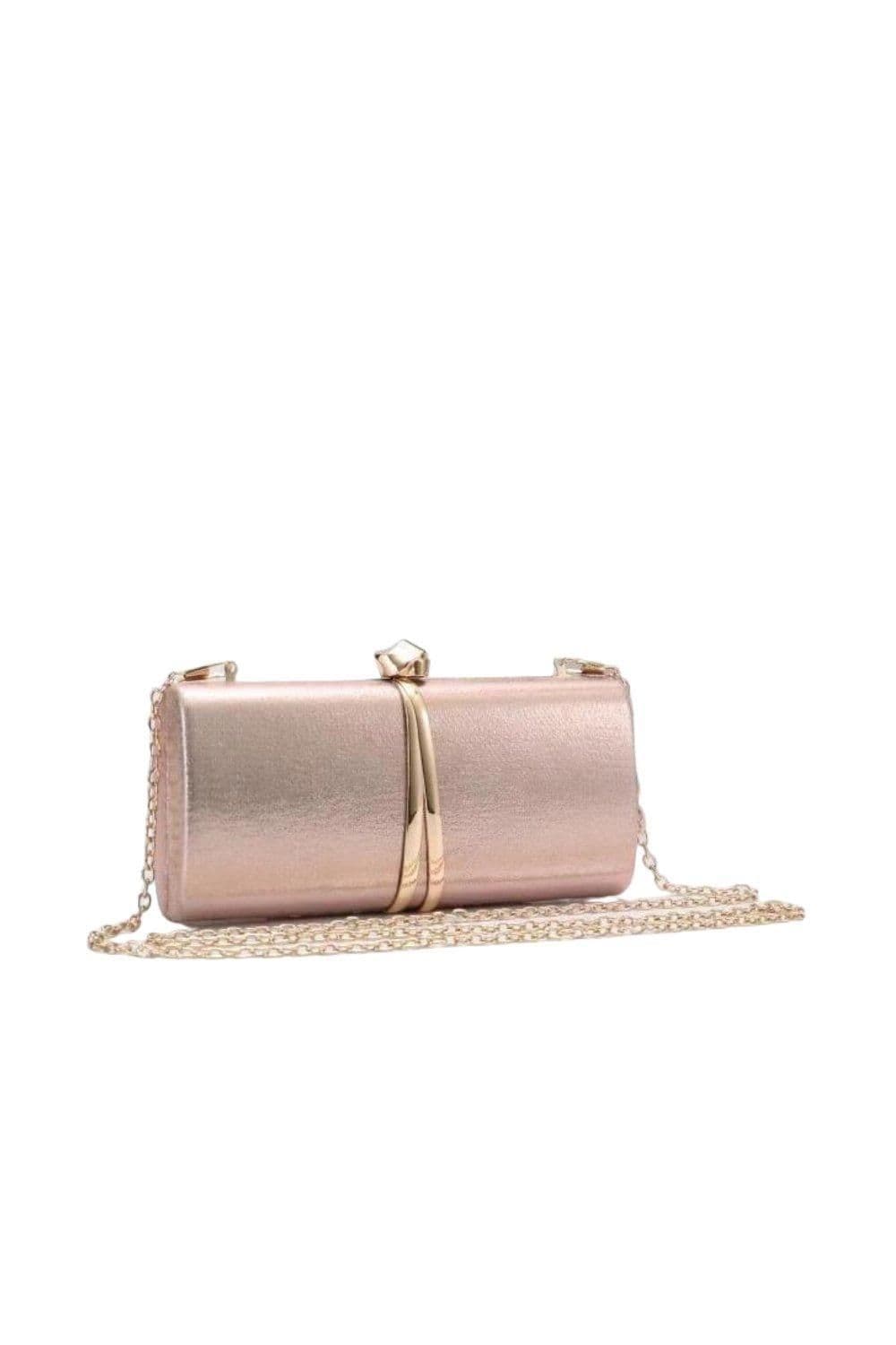 Fontanella Fashion Women's Cordelia Mini Evening Clutch Bag with Chain Strap in Rose Gold