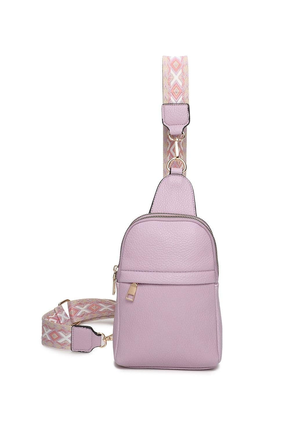 Fontanella Fashion Women's Rango PU Crossbody Sling Bag with Canvas Strap in Lilac
