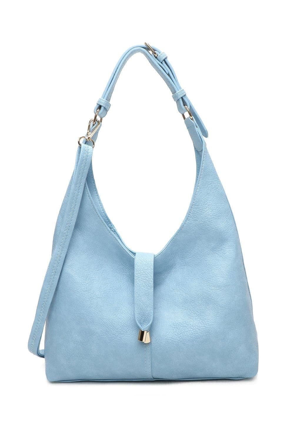 Fontanella Fashion Women's Donna PU Leather Hobo Shoulder Bag in Light Blue