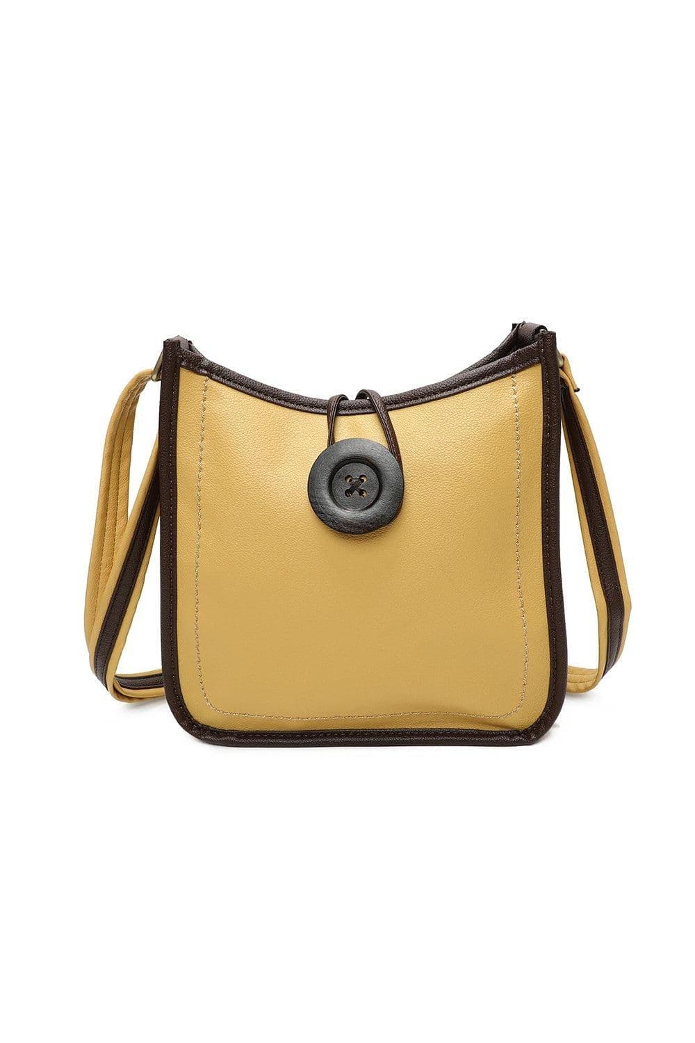 Fontanella Fashion Women's Hava PU Button Messenger Bag in Mustard
