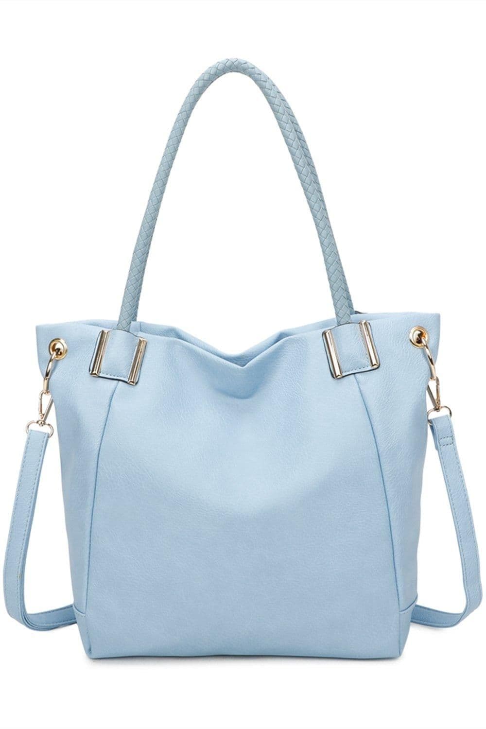 Fontanella Fashion Women's Medio PU Leather Shoulder Tote Bag in Light Blue