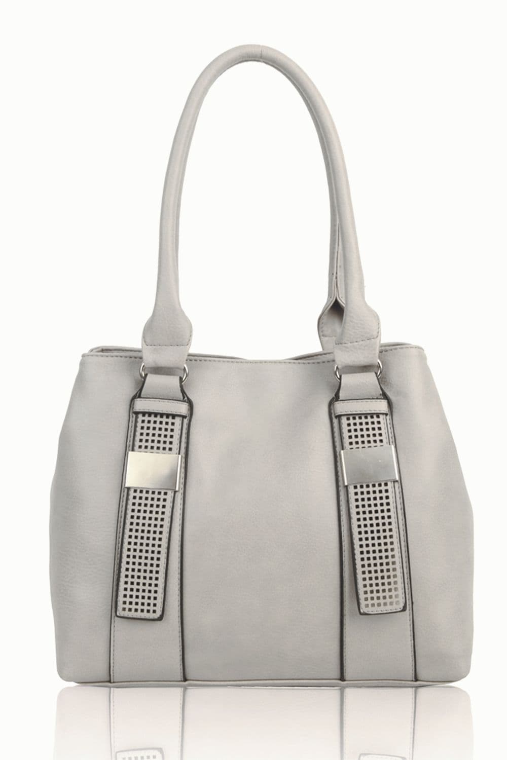 Fontanella Fashion Women's Daley PU Leather Dual Compartment Shoulder Tote Bag in Grey