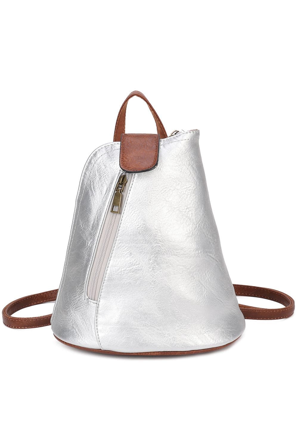 Fontanella Fashion Women's Korra Two-Tone PU Leather Mini Rucksack Convertible Crossbody Bag in Silver
