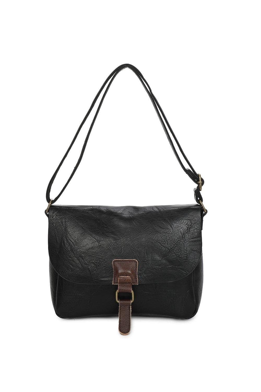 Fontanella Fashion Women's Allen PU Leather Crossbody Messenger Bag with Real Leather Magnetic Fastening in Black