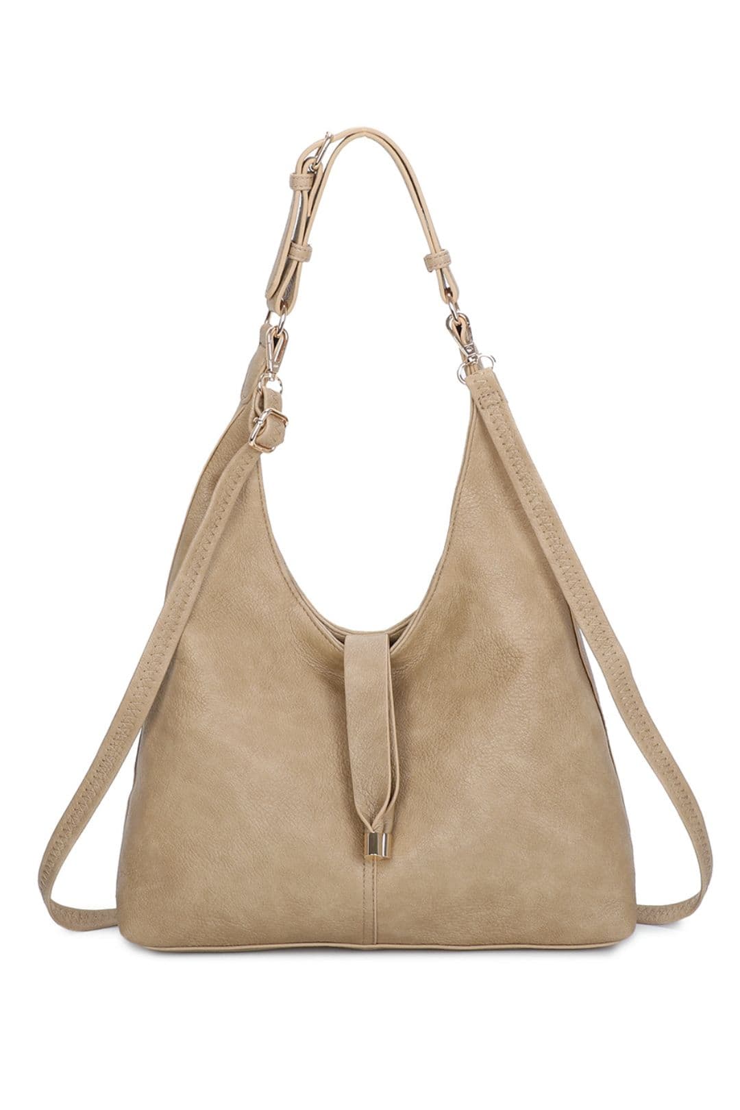 Fontanella Fashion Women's Donna PU Leather Hobo Shoulder Bag in Beige
