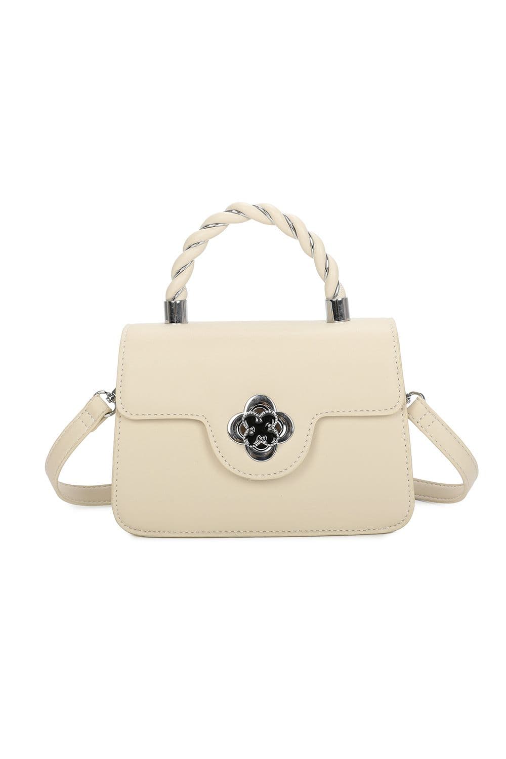 Fontanella Fashion Women's Mignon PU Leather Crossbody Top-Handle Bag in Ivory