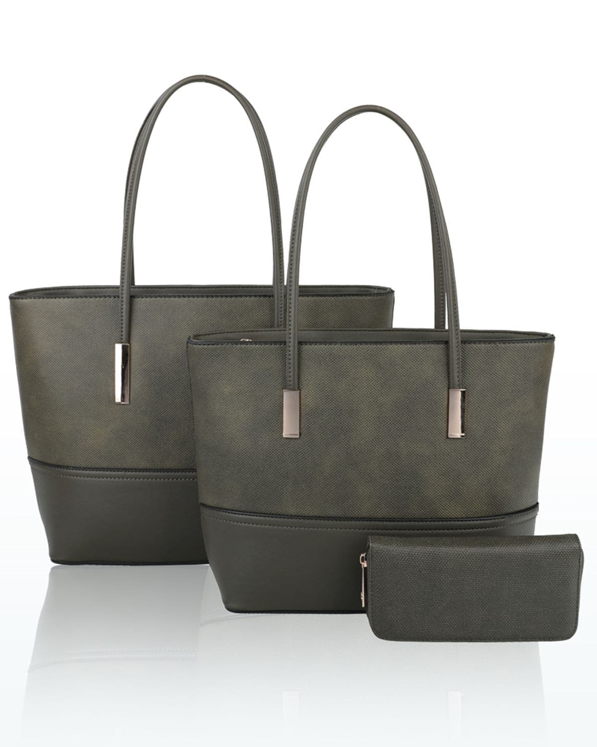 Fontanella Fashion Women's Classico 3in1 PU Leather hangbag x totebag with Purse in Olive