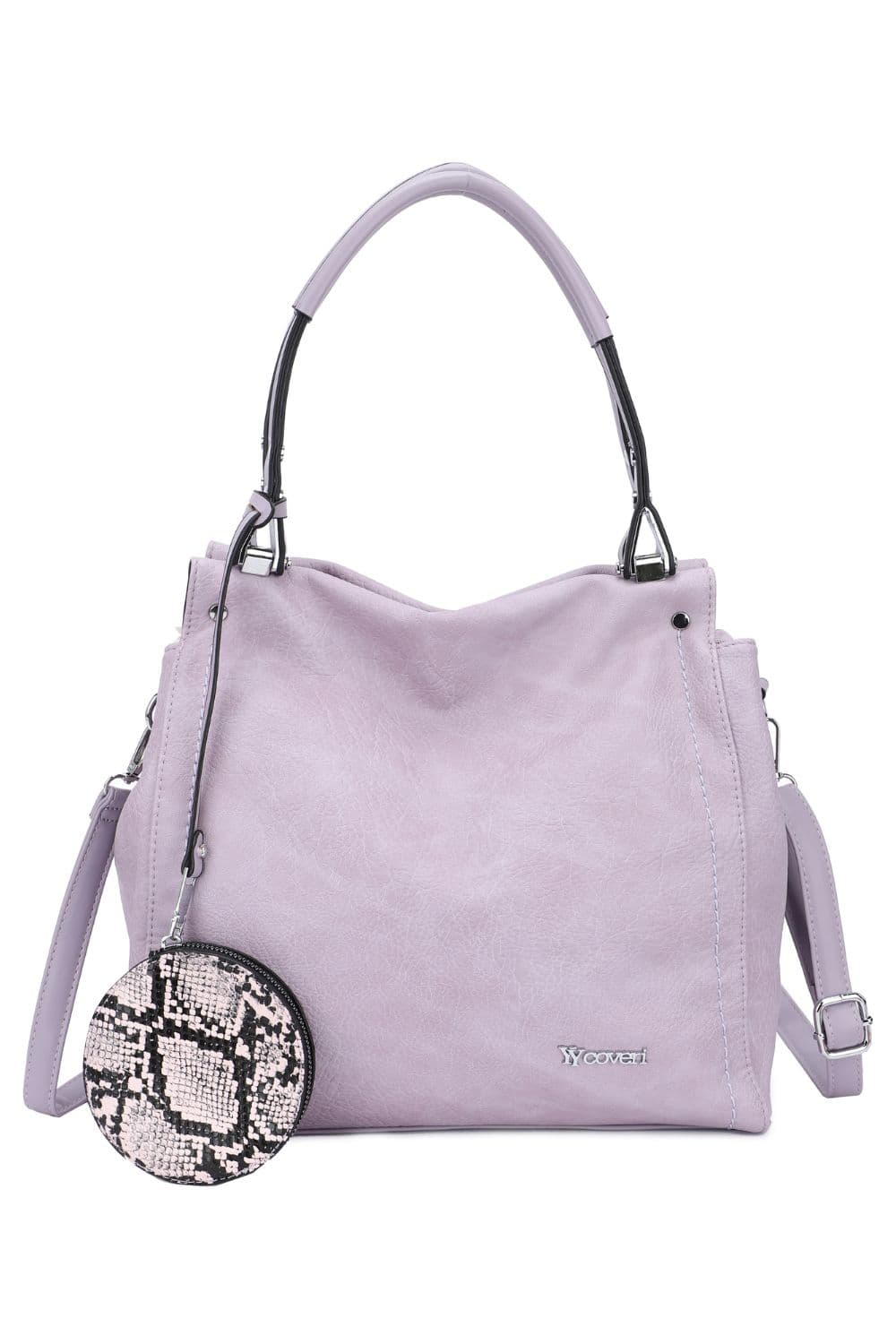 Fontanella Fashion Women's YY Coveri Textured Shoulder/Hobo Bag with Detachable Strap & Zippered Pouch in Purple