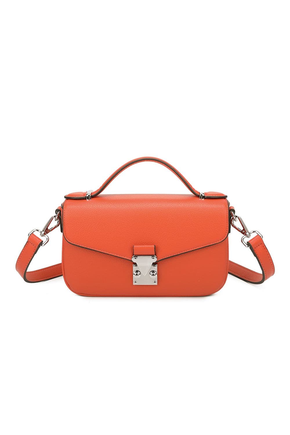 Fontanella Fashion Women's Drift PU Leather Small Dual-Compartment Crossbody Satchel in Orange