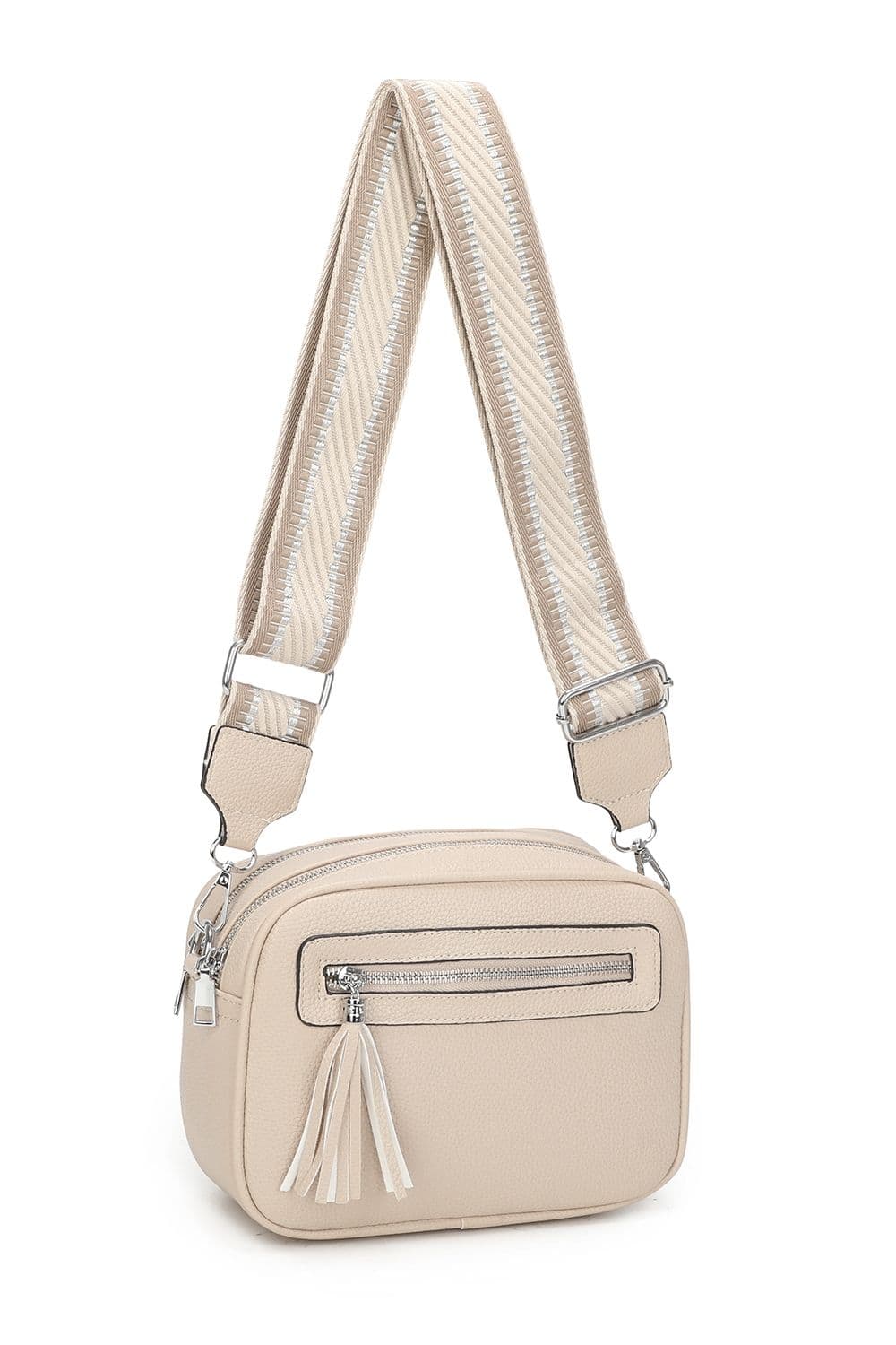 Urban Charm Tassel 2 Compartments Multi Pocket Crossbody Bag two bag straps