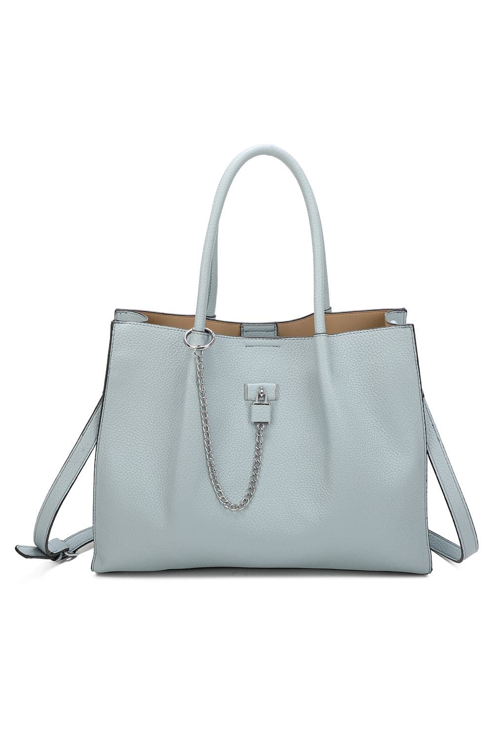 Fontanella Fashion Women's Oversize Triple Compartment C-shaped lock Tote Bag in Pale Blue