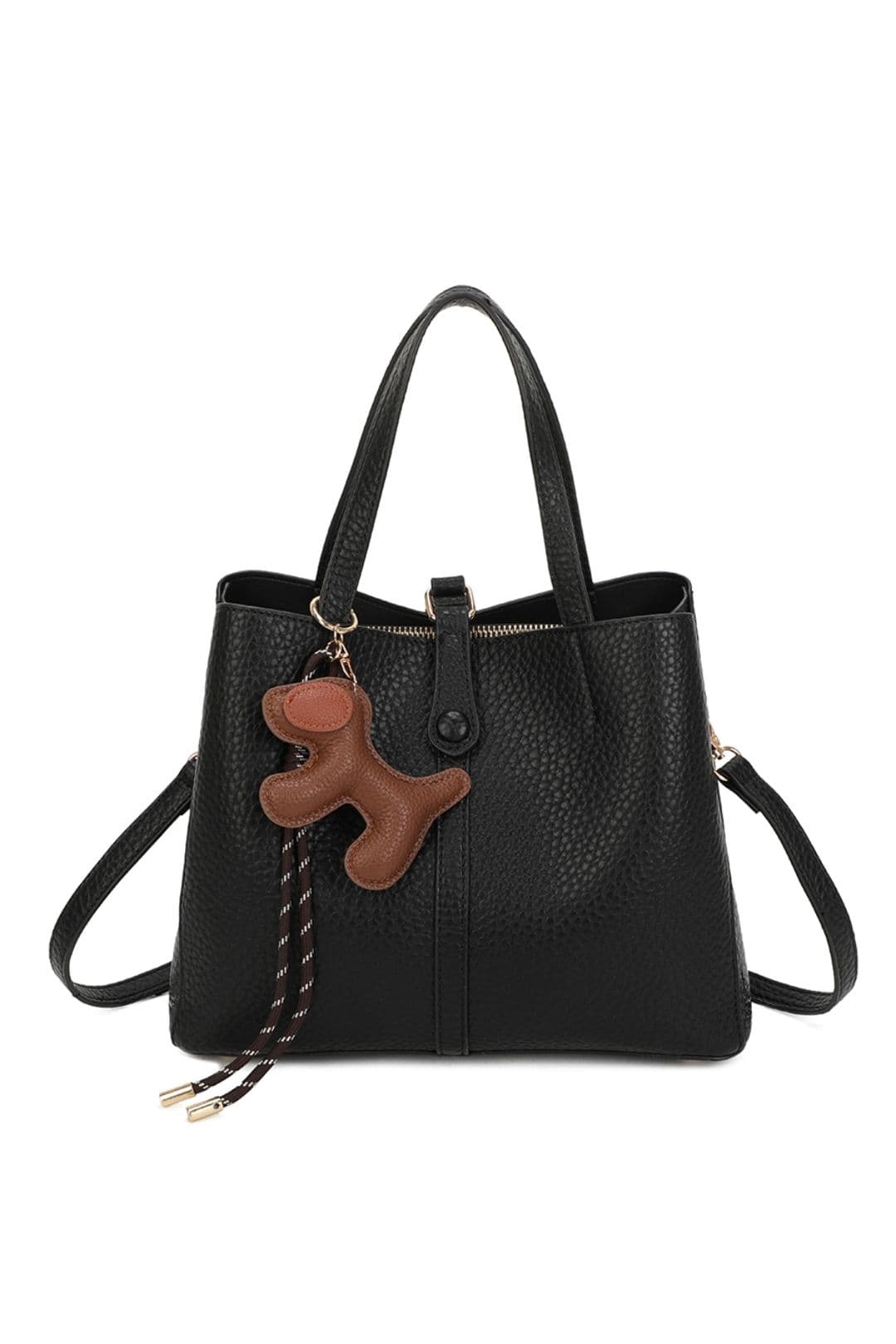 Bella PU Leather Triple Compartment HandBag Dog Charm