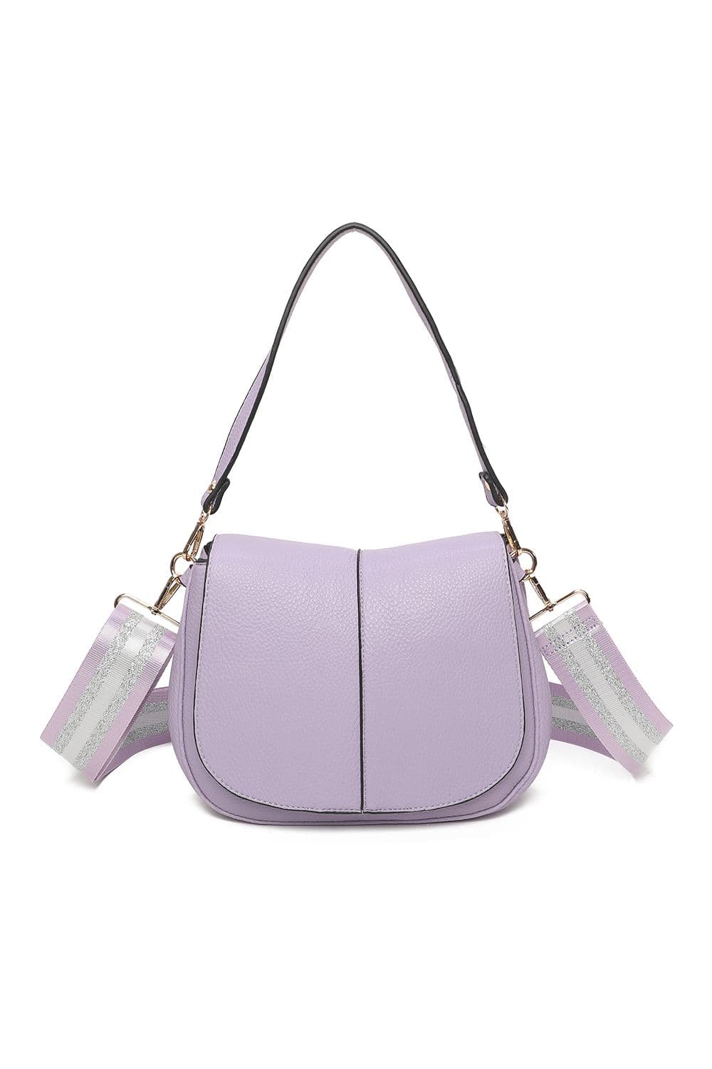 Fontanella Fashion Women's Kanga Flap Double Zipped Compartments Shoulder Crossbody Bag in Lilac