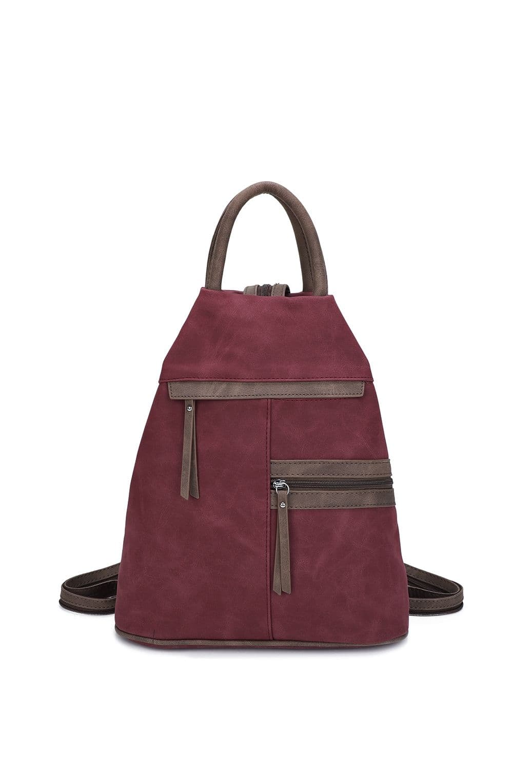 Fontanella Fashion Women's SleekWay Casual PU Leather Backpack in Burgundy
