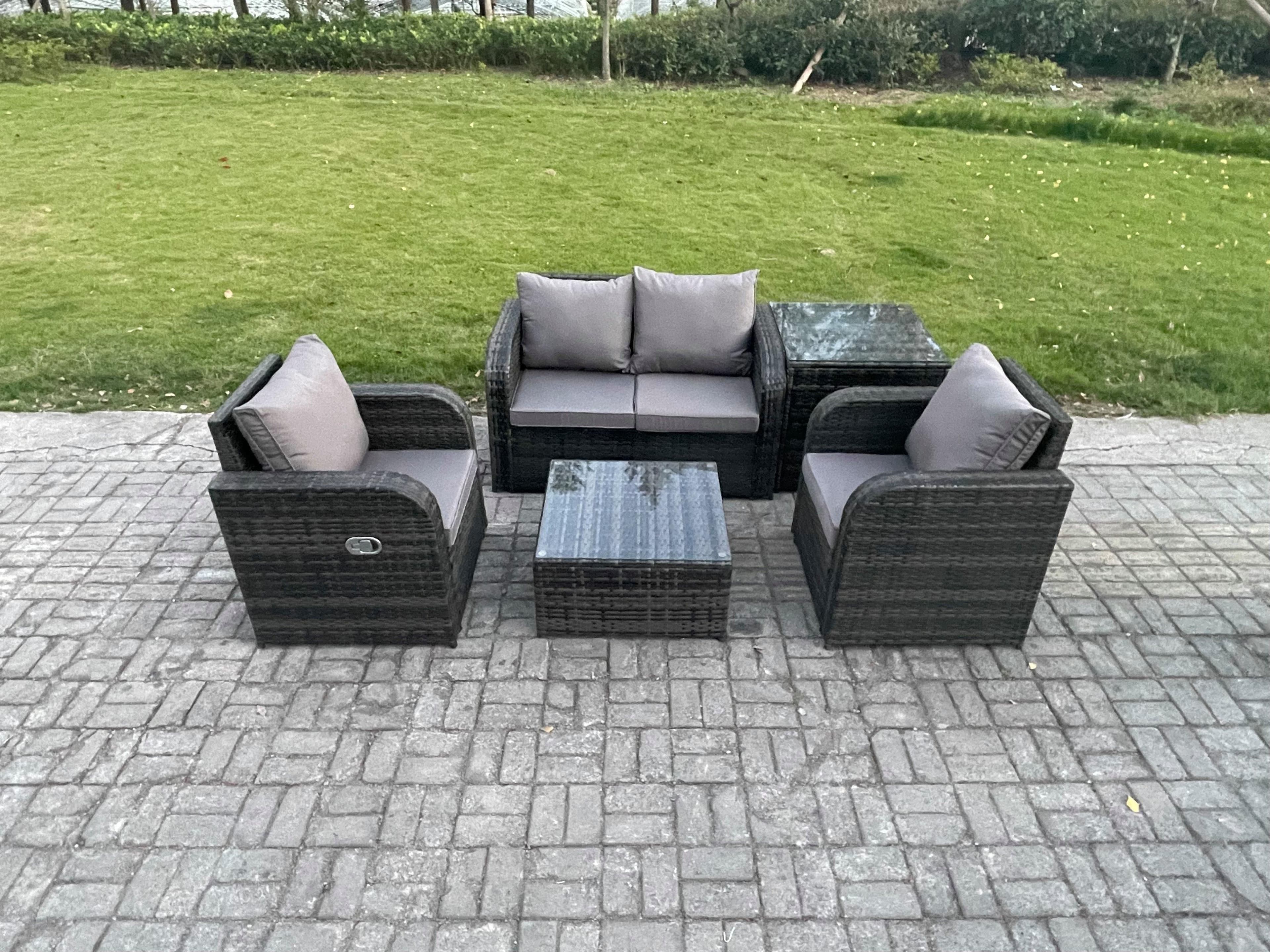 Wicker PE Rattan Garden Furniture Set Outdoor Lounge Sofa Set Love Sofa Coffee Table Side Table