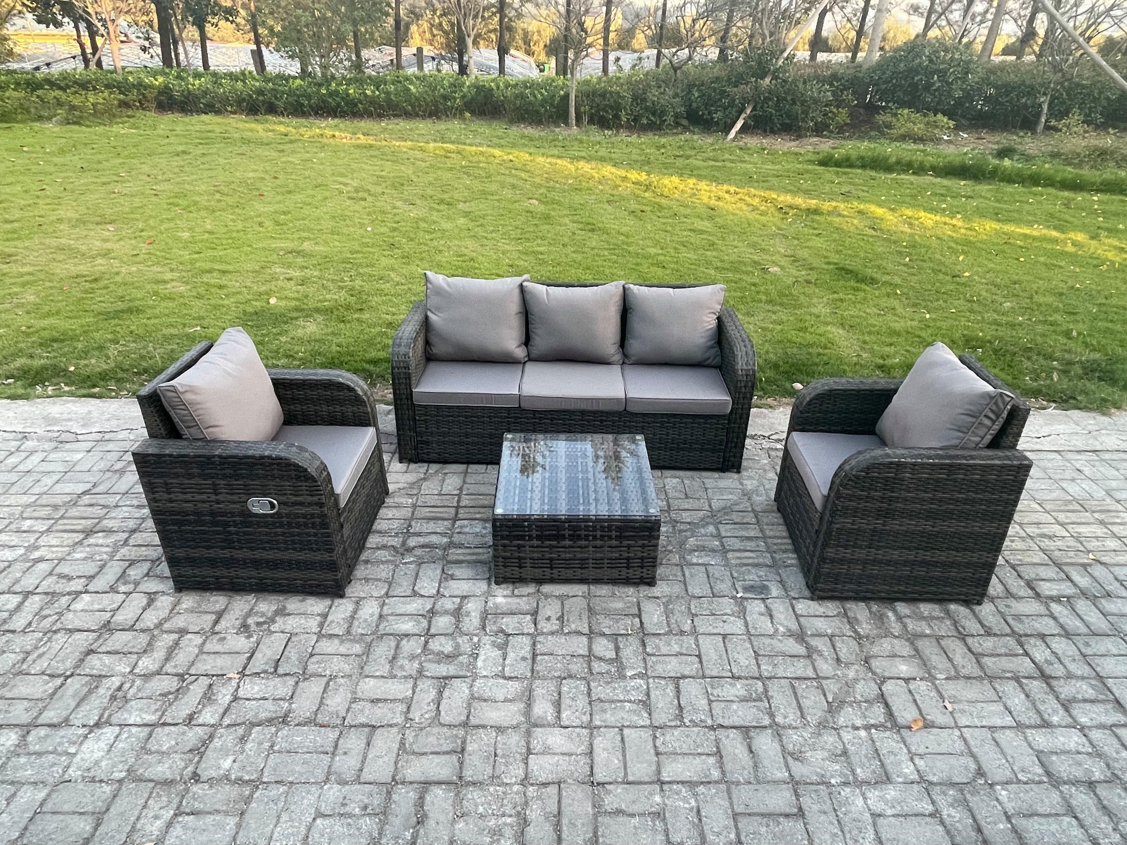 Garden Furniture Sets 5 Seater Wicker Rattan Furniture Patio Sofa Sets Reclining Chair 3 Seater Sofa