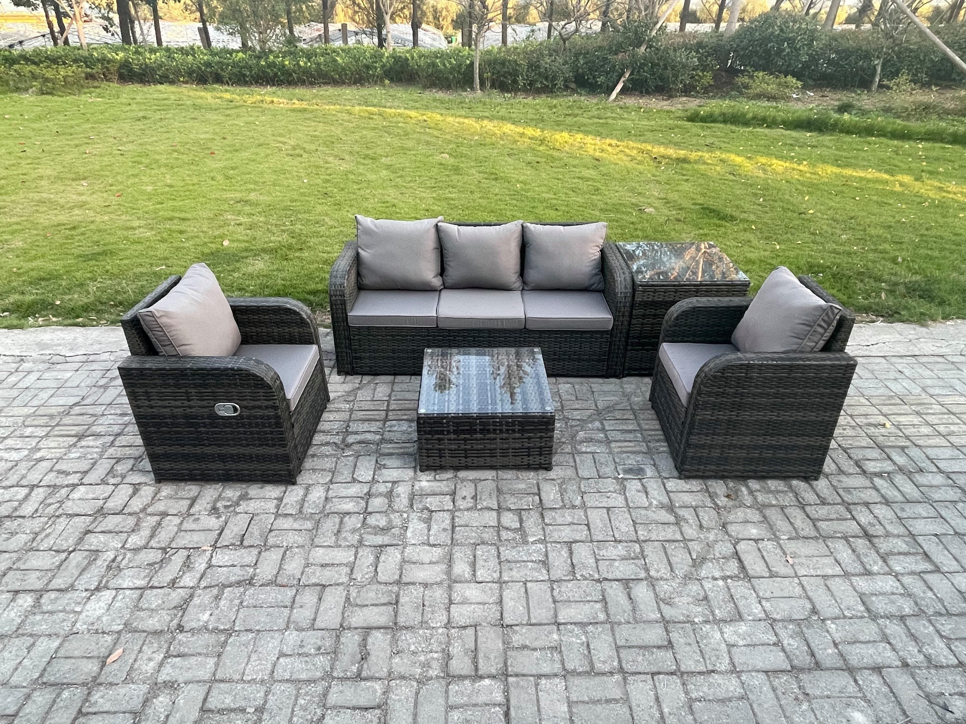 Garden Furniture Sets 5 Seater Wicker Rattan Furniture Patio Sofa Sets Reclining Chair 3 Seater Sofa Side Table