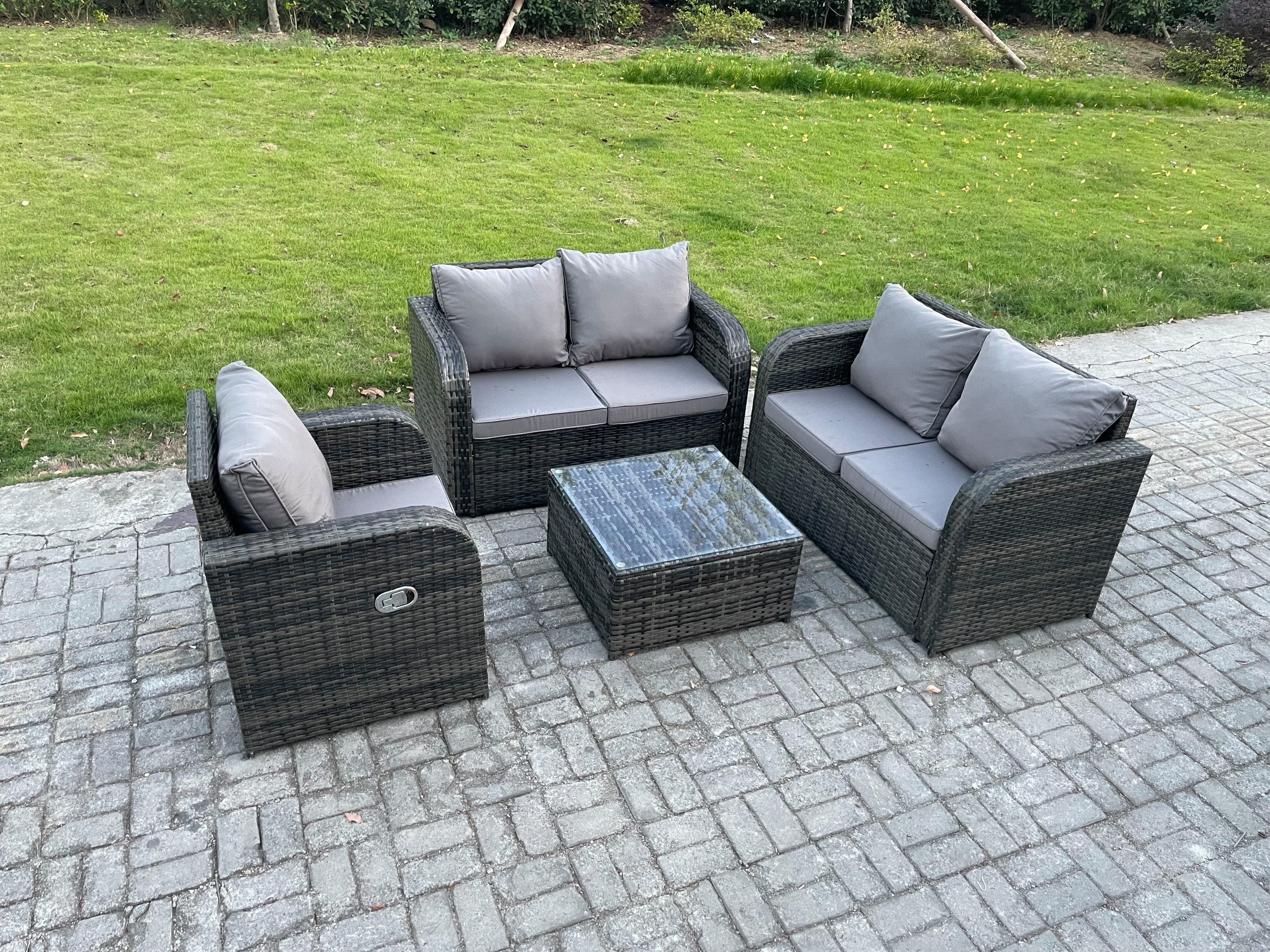 4 Piece Garden Furniture Sets 5 Seater Outdoor Patio Furniture Set Weaving Wicker Rattan Sofa Chair Table Cushion