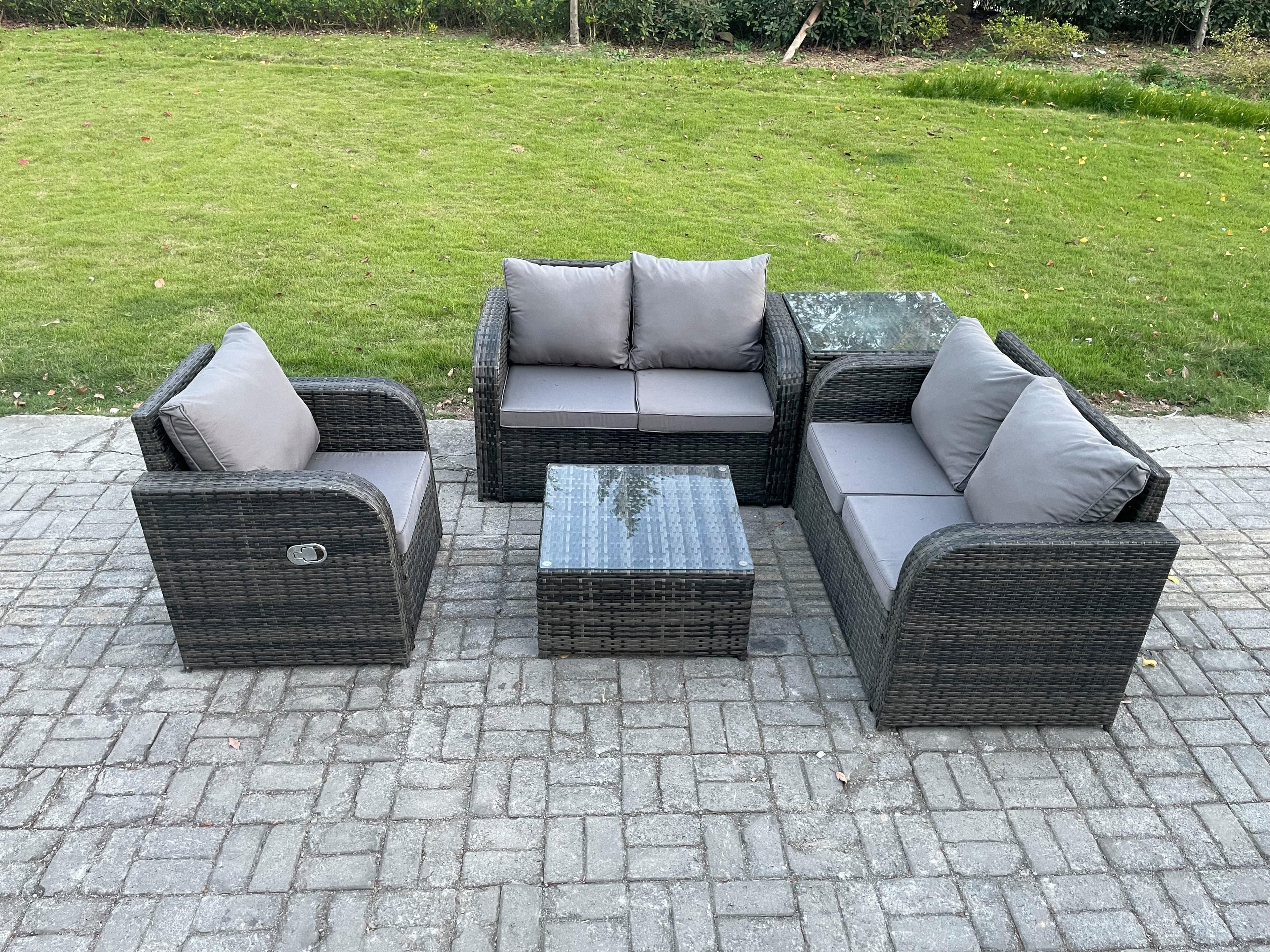 5 Piece Garden Furniture Sets 5 Seater Outdoor Patio Furniture Set Weaving Wicker Rattan Sofa Chair Table Side Table