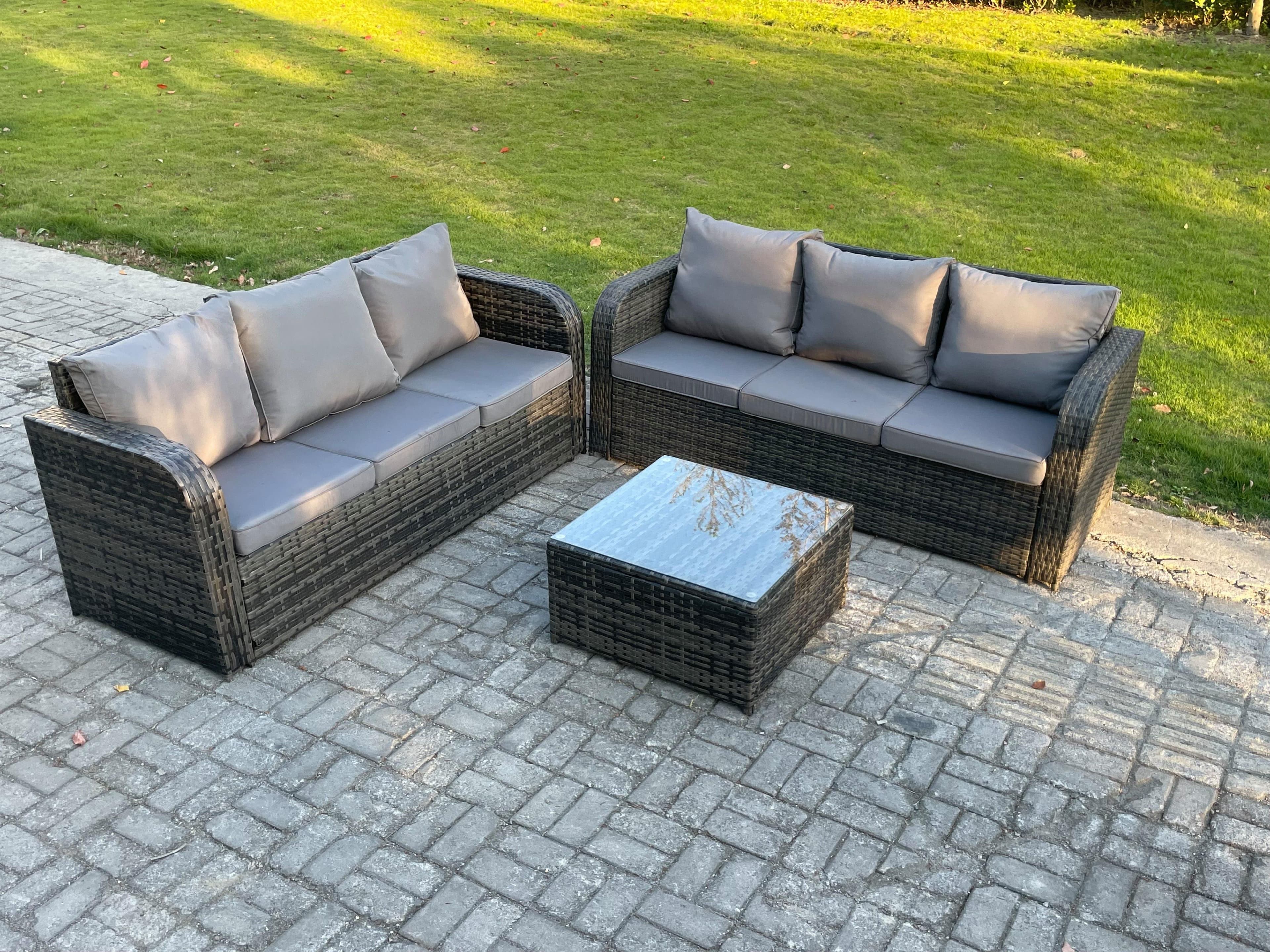Indoor Outdoor Rattan Garden Furniture 6 Seater Set Table Sofa Chair Patio Conservatory Cushions