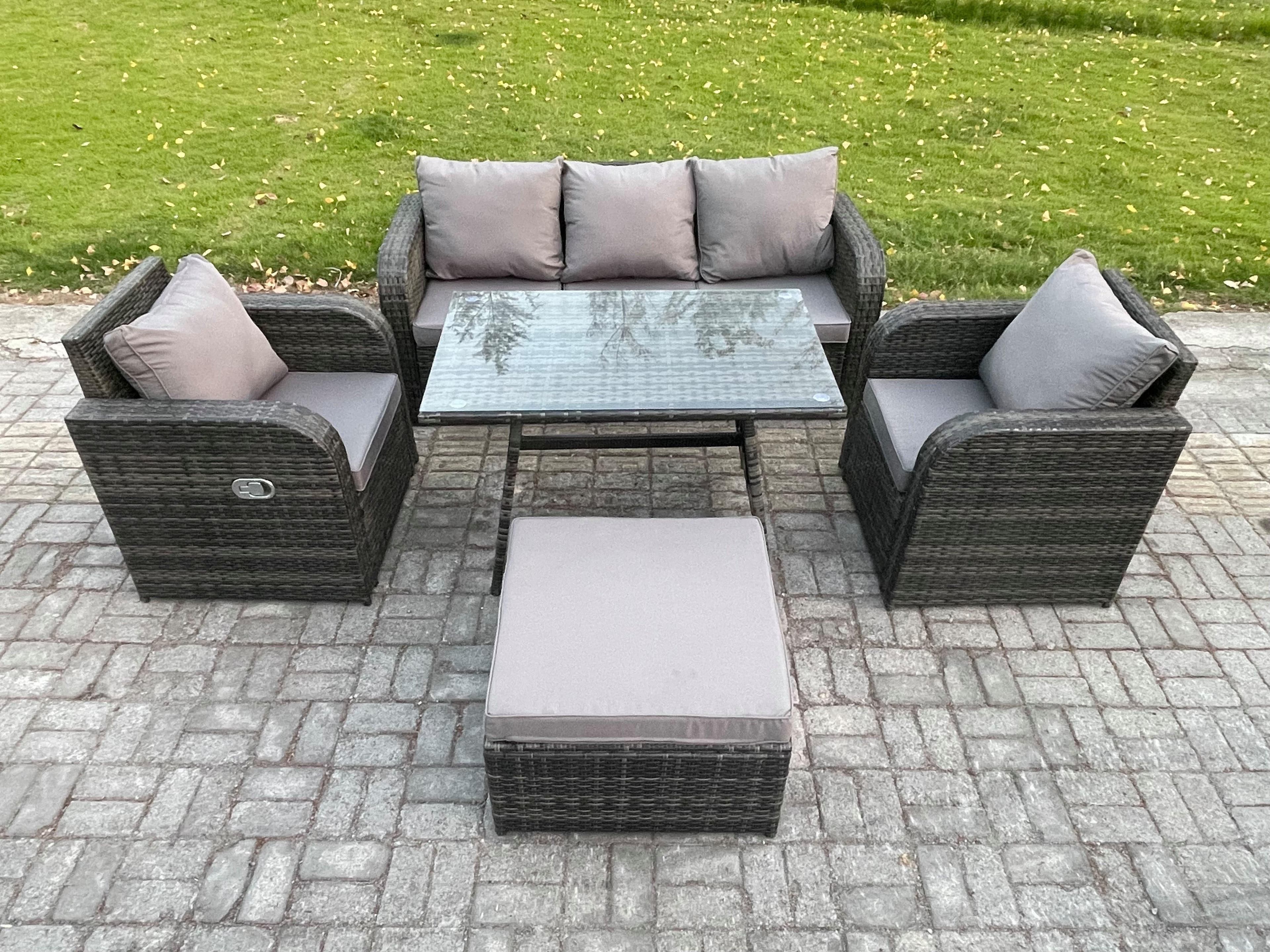 Rattan Wicker Garden Furniture Patio Conservatory Sofa Set Dining Table Reclining Chair 3 Seater Sofa