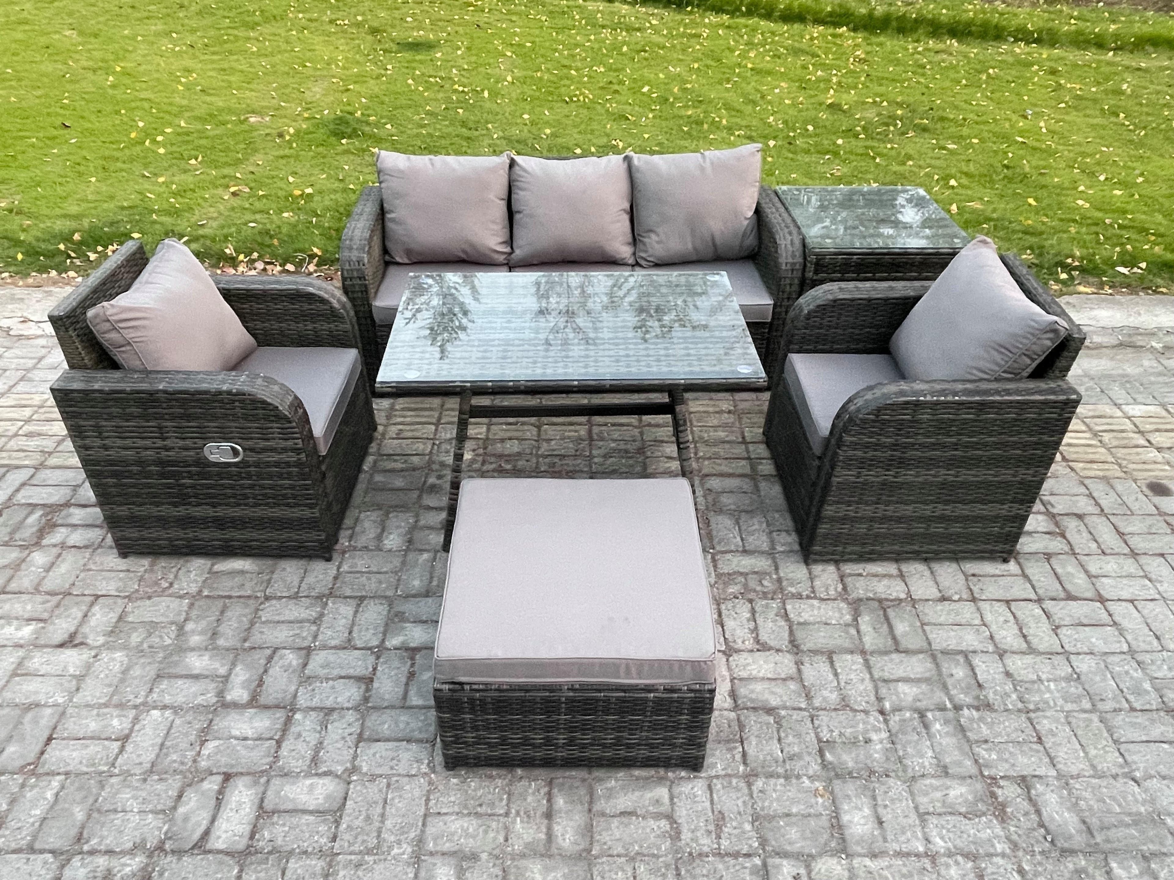 Rattan Wicker Garden Furniture Patio Conservatory Sofa Set Dining Table Reclining Chair Big Footstool